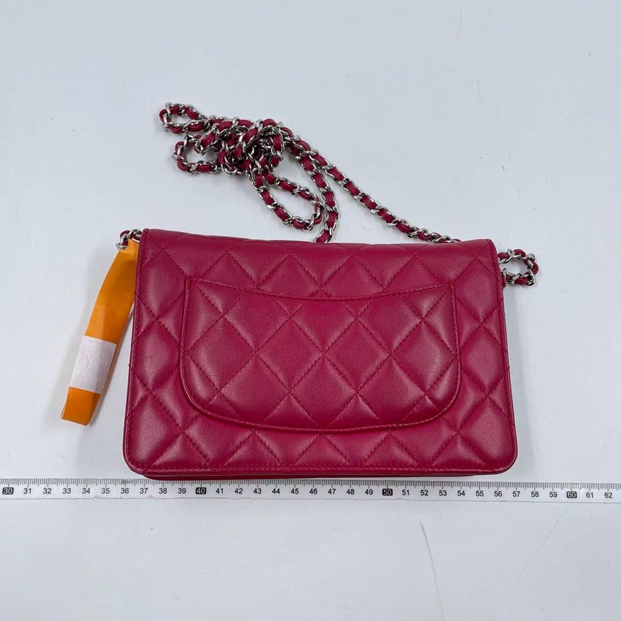 Chanel on WOC Fuchsia Lambskin Leather Wallet Case