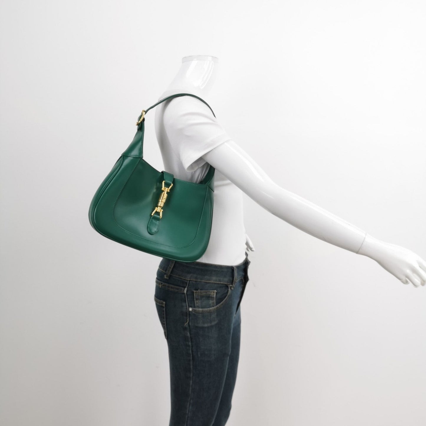 Gucci Jackie Adjustable Strap Leather Green Small Travel Bag Strap 6
