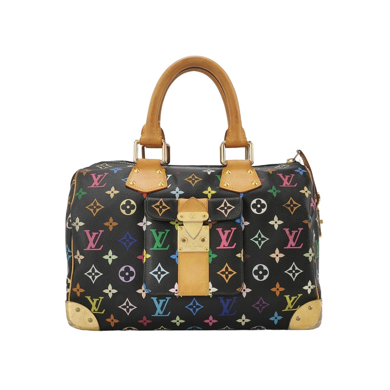 Louis Vuitton x Takashi Murakami Speedy 30 Lock Multicolor Black Handbag Multicolor 2