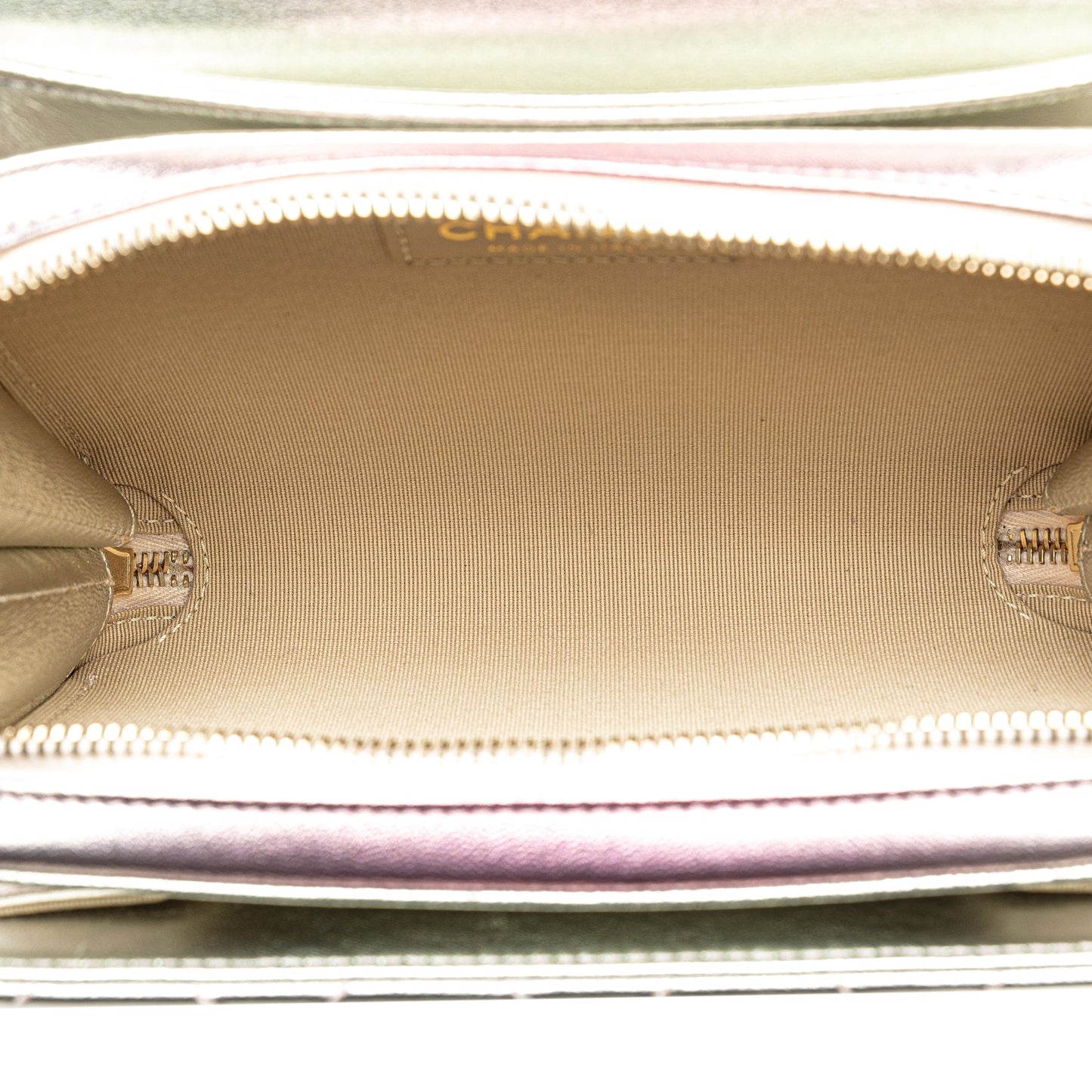Pink Chanel Mini Metallic Lambskin Like a Wallet Flap Bag