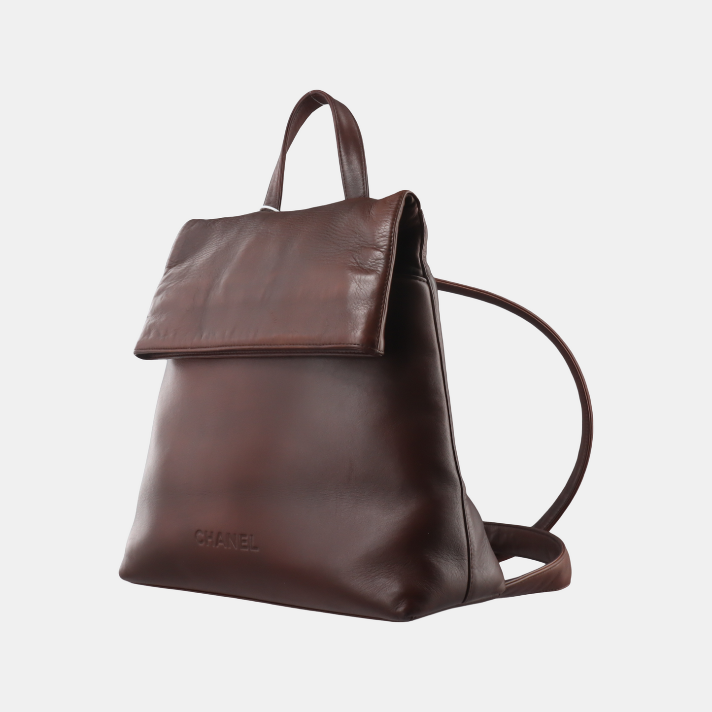 Chanel Backpack Tan Calfskin Brown Leather