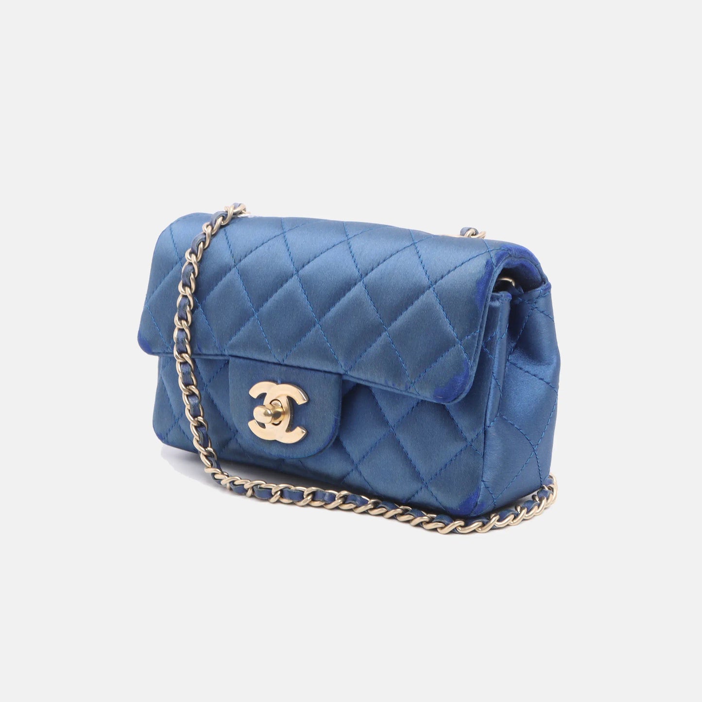 Chanel Classic Flap - Silk Satin Blue Crossbody Bag