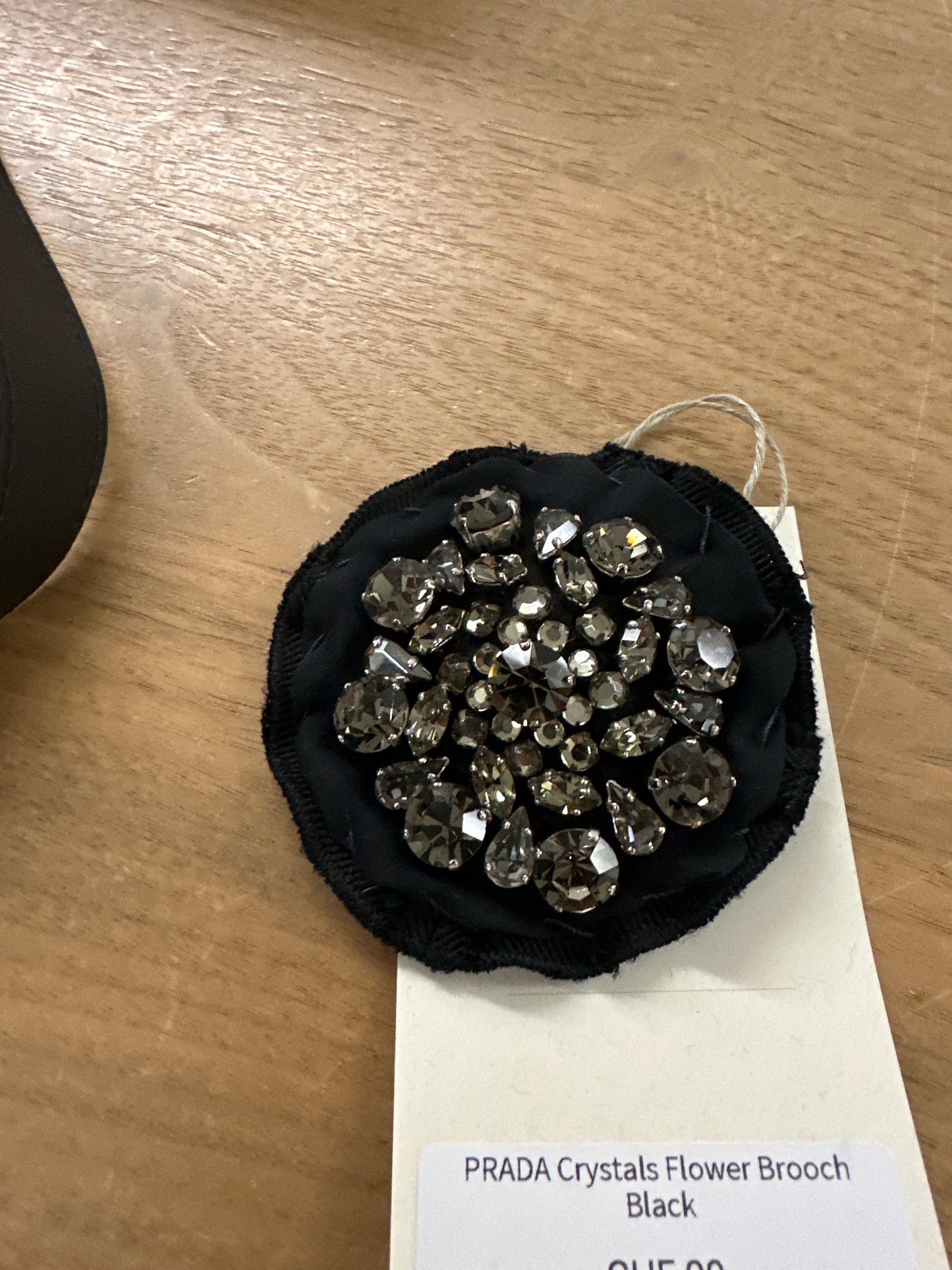 Prada Crystals Flower Brooch Black Handbag