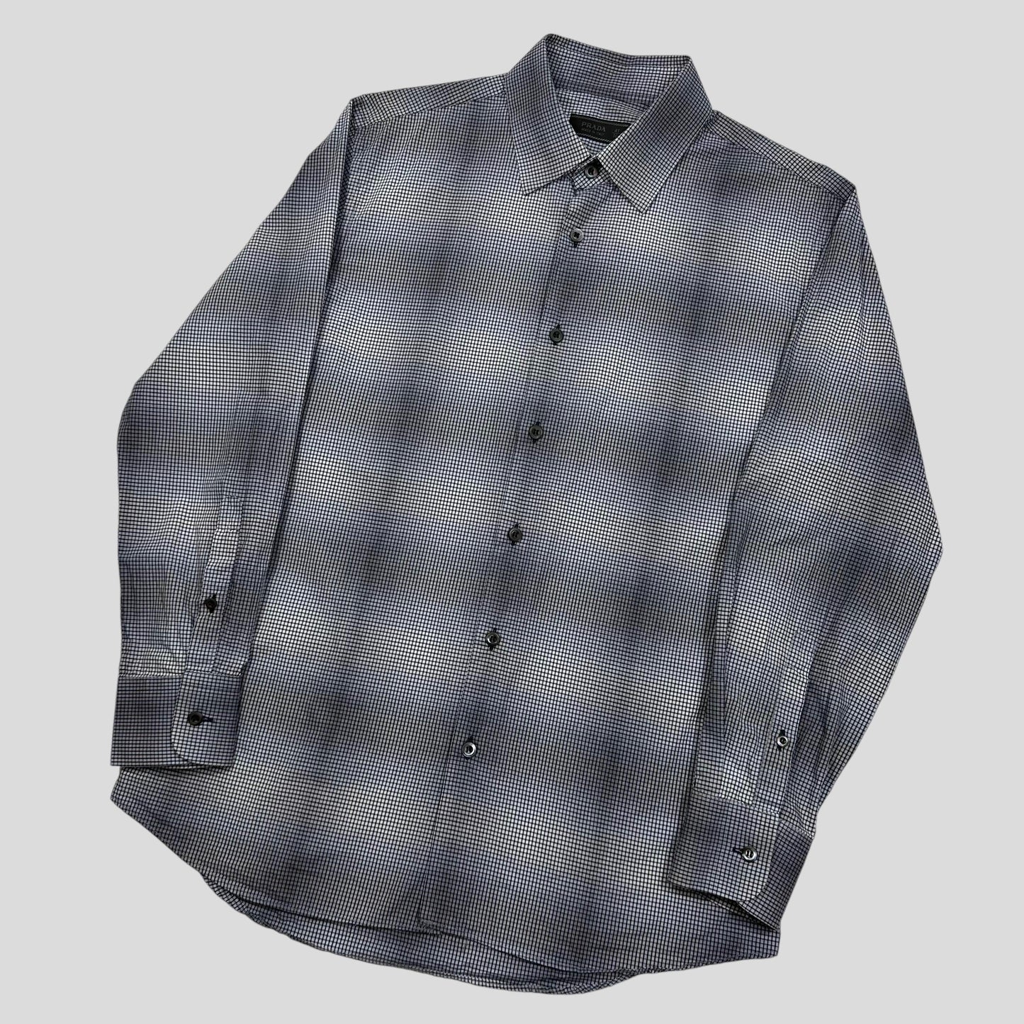 Prada Handbag Milano Shadow Check Print Shirt - M