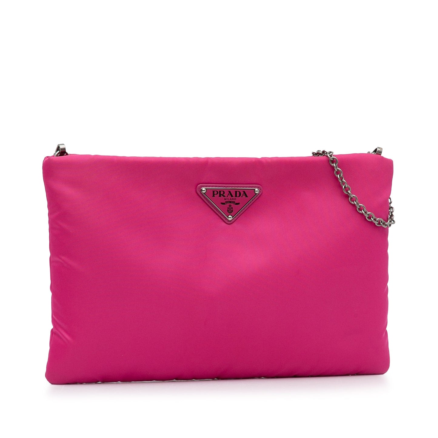 Prada Fluo Clutch On Tessuto Pink Chain Clutch Bag