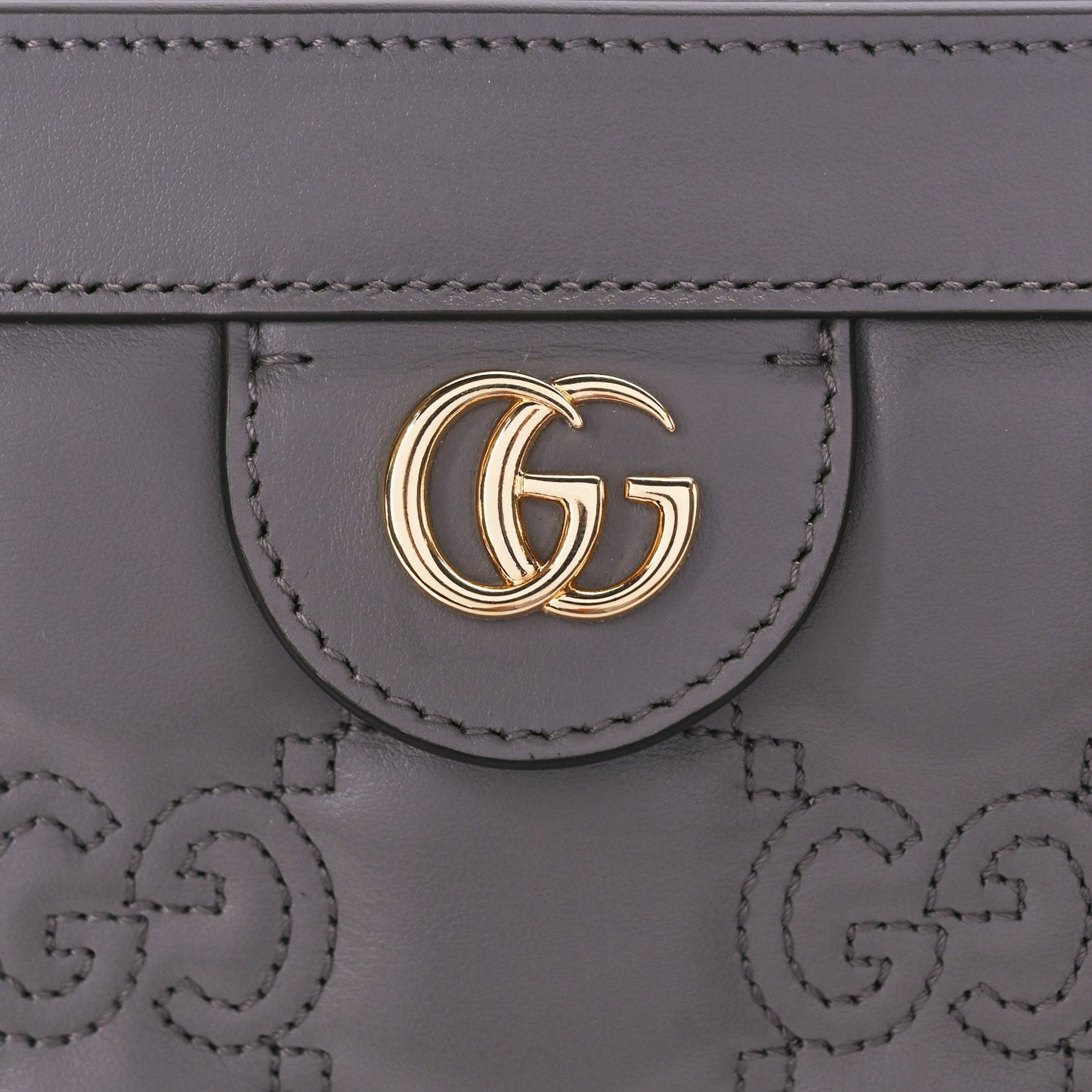 Gucci Calfskin GG Matelasse Small Slim Chain Shoulder Bag Dusty Grey