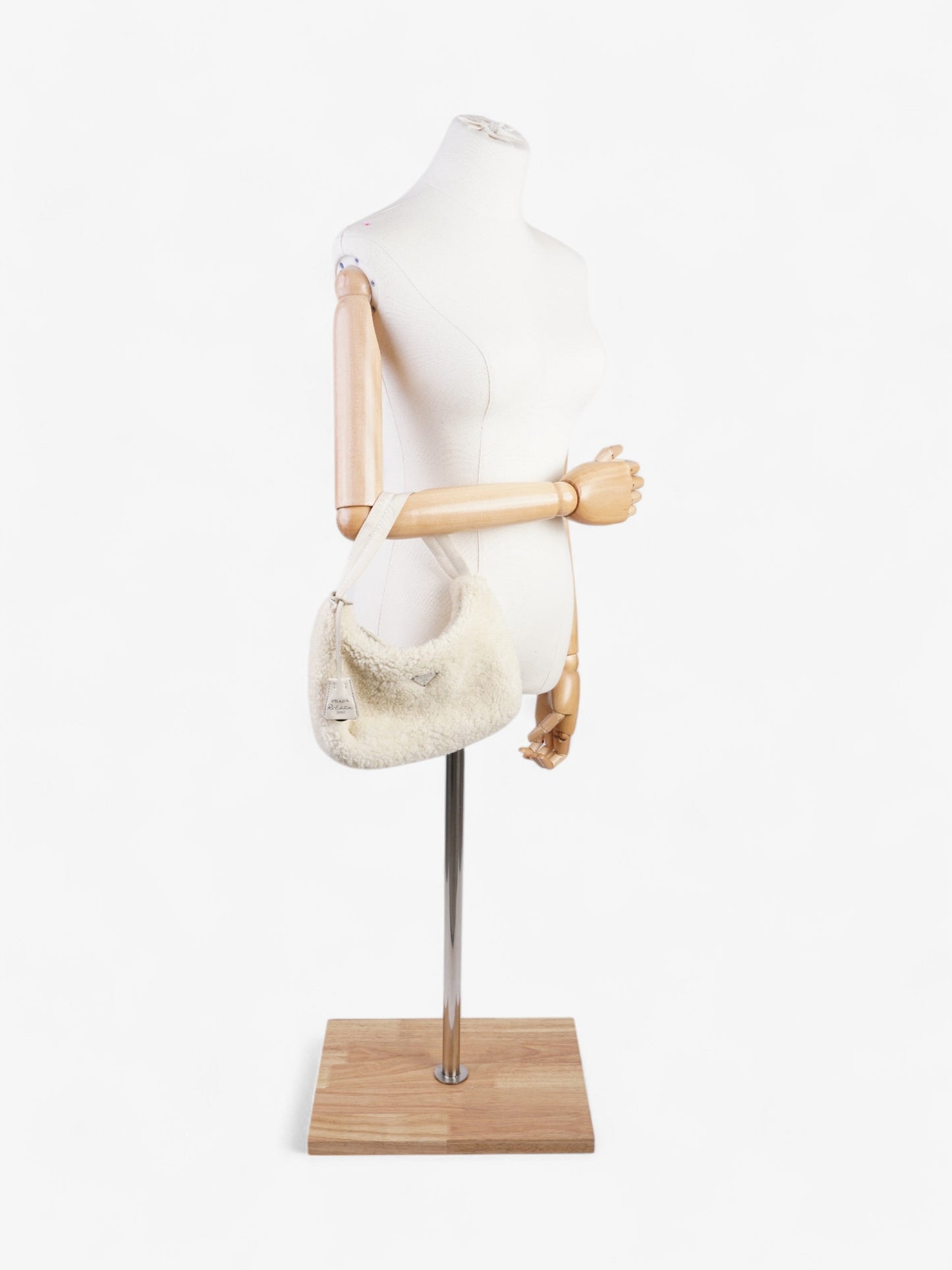 Prada Re Edition Wool Shoulder Bag White