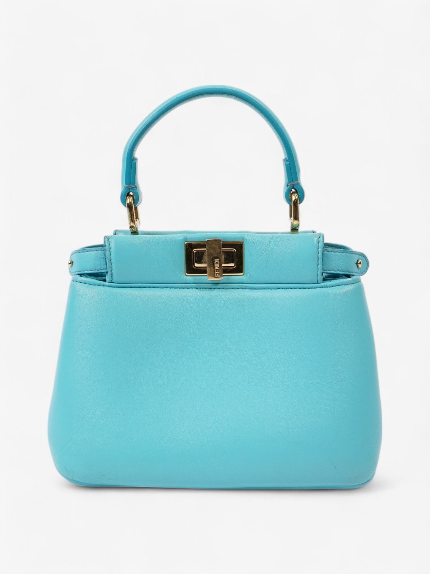 Fendi Peekaboo Light Nappa Handbag Leather Blue Travel Bag