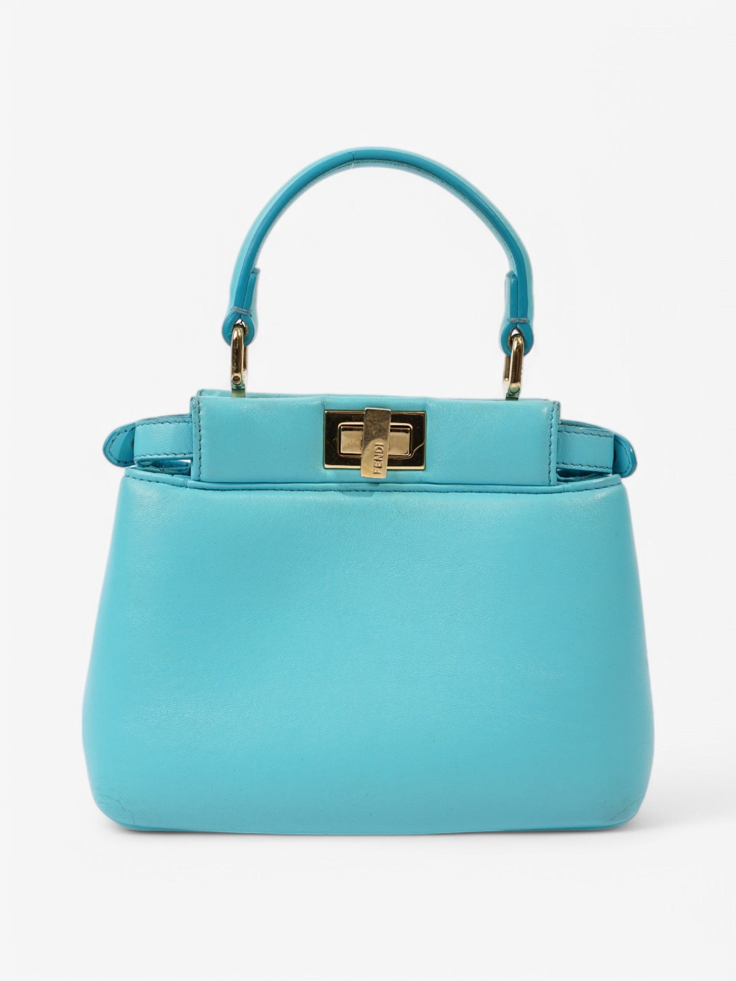 Fendi Peekaboo Light Nappa Handbag Leather Blue Travel Bag