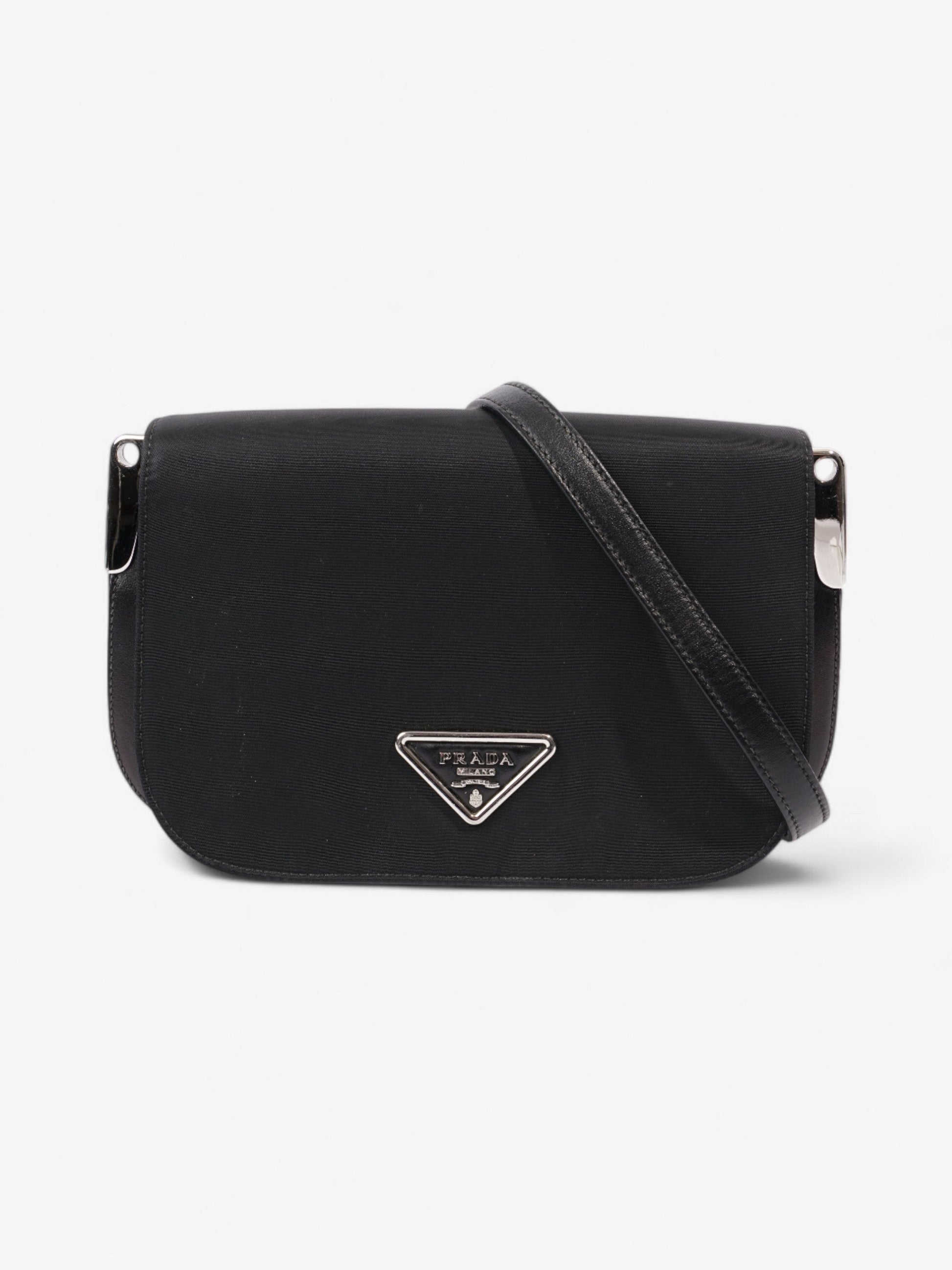 Prada And Shoulder Bag In Leather Nylon Black