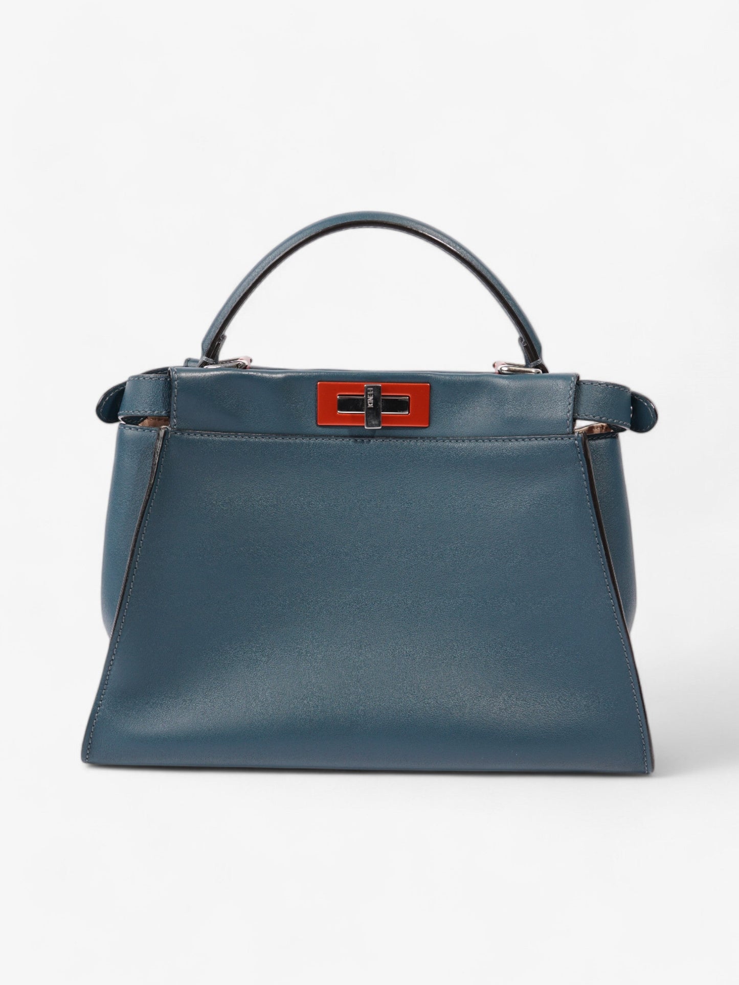 Fendi Peekaboo Handbag Leather Blue Orange Travel Bag
