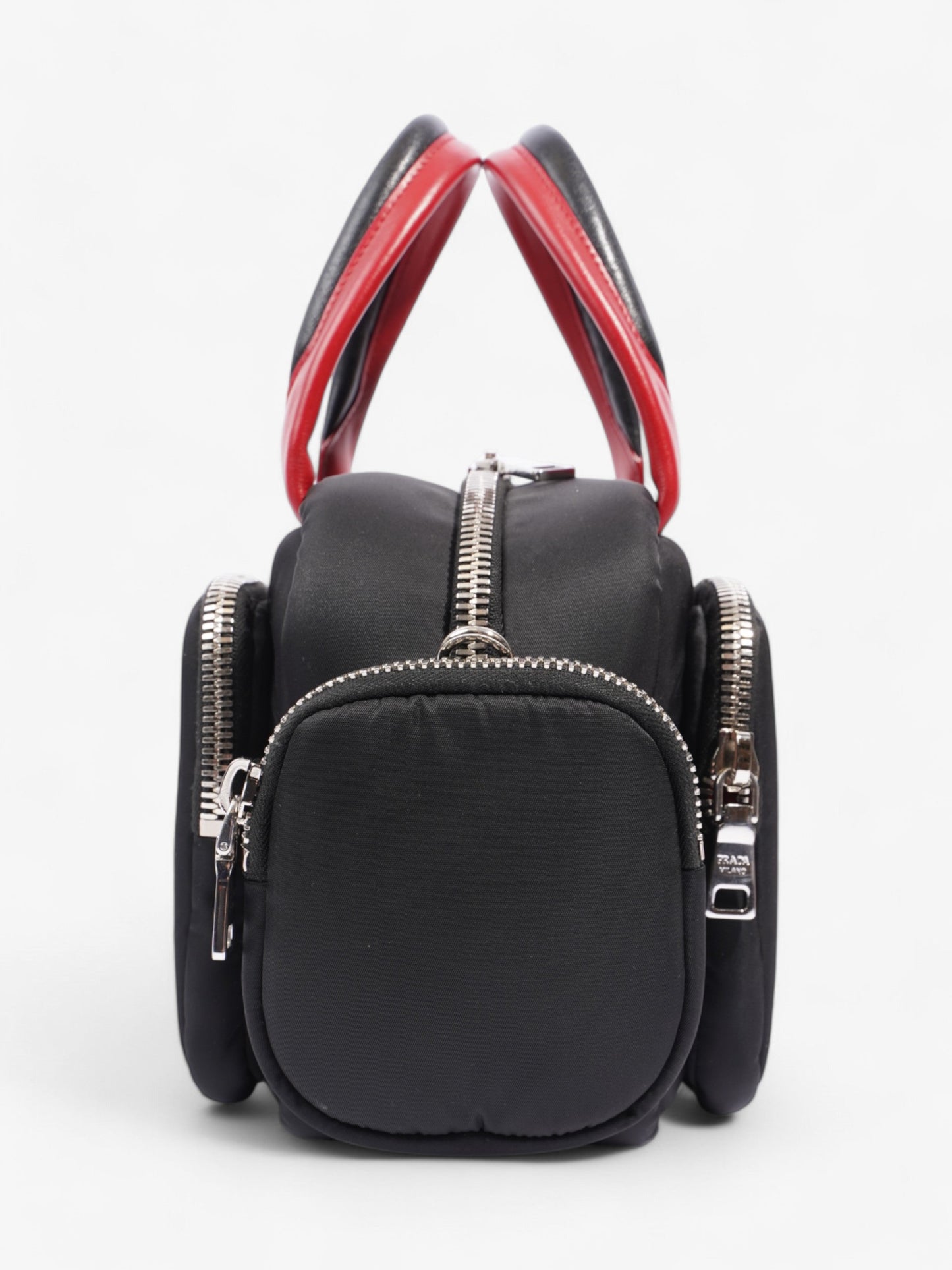 Prada Triangle Shoulder Bag Leather Nylon Black