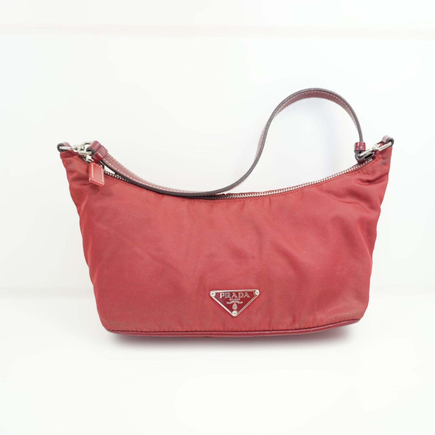 Prada Rød Tessuto Luxury Handbag Travel Bag