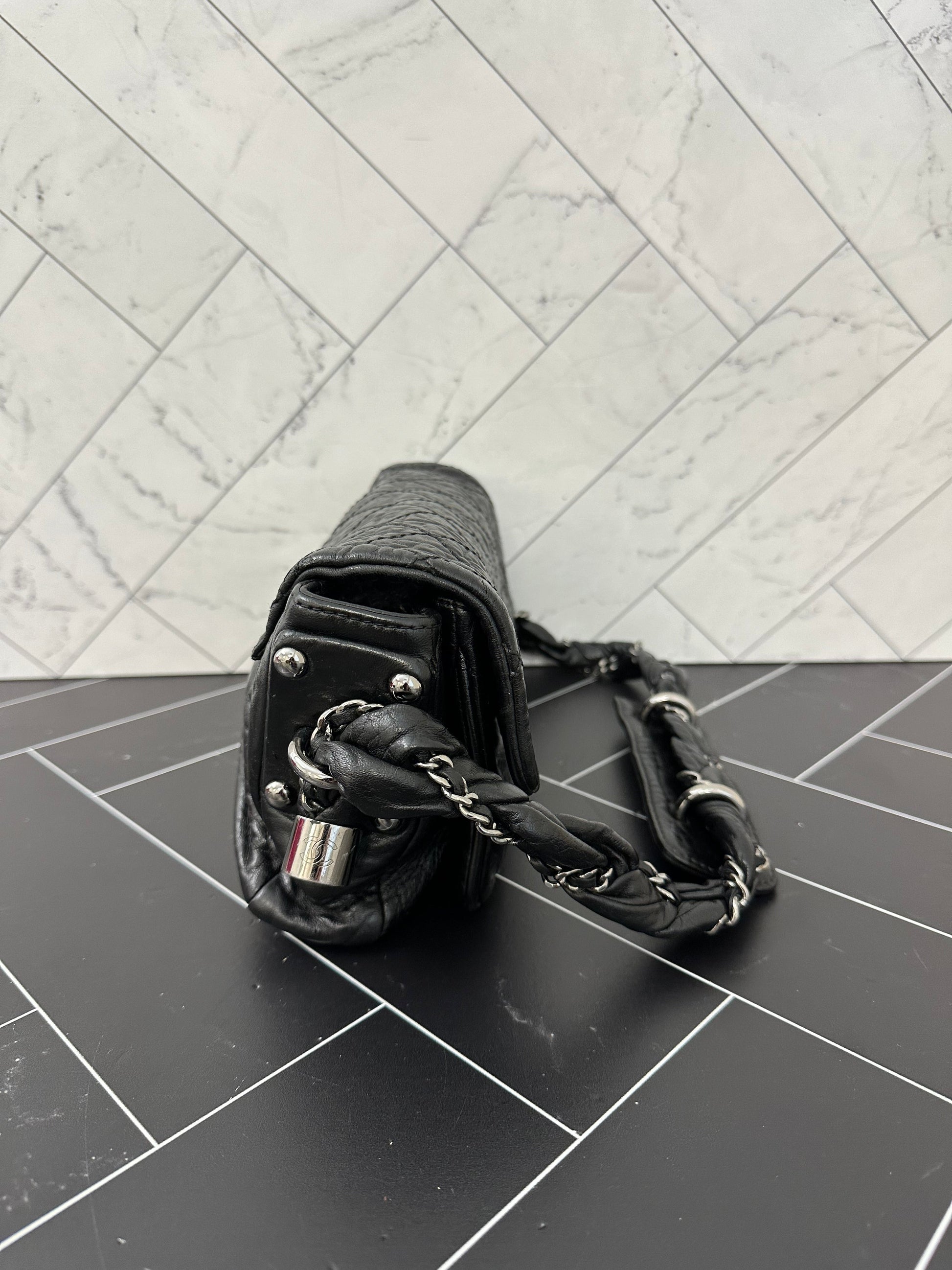Chanel Distressed Small Black Lady Braided Shoulder Bag
