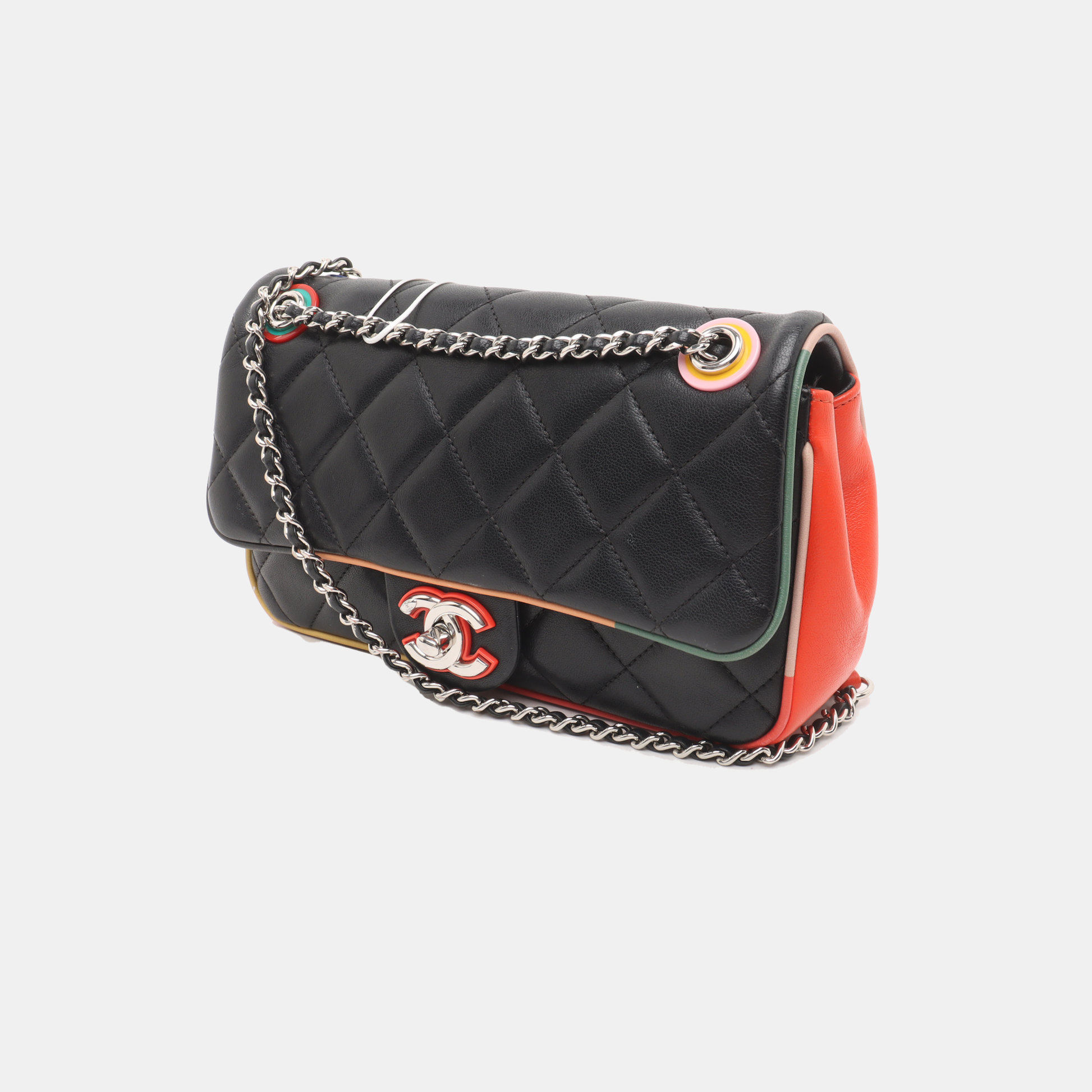 Chanel Timeless Classic Flap Lambskin Plexiglass Quilted Multicolor Black Small Handbag