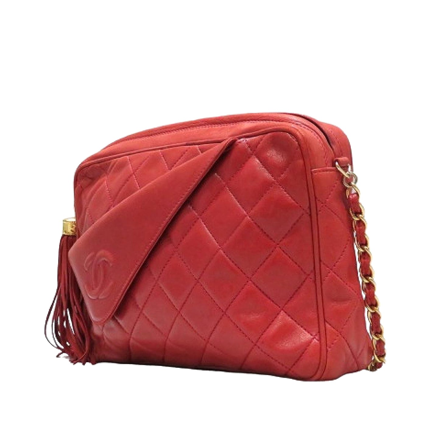 Chanel CC Lambskin Crossbody Leather Red Crossbody Bag