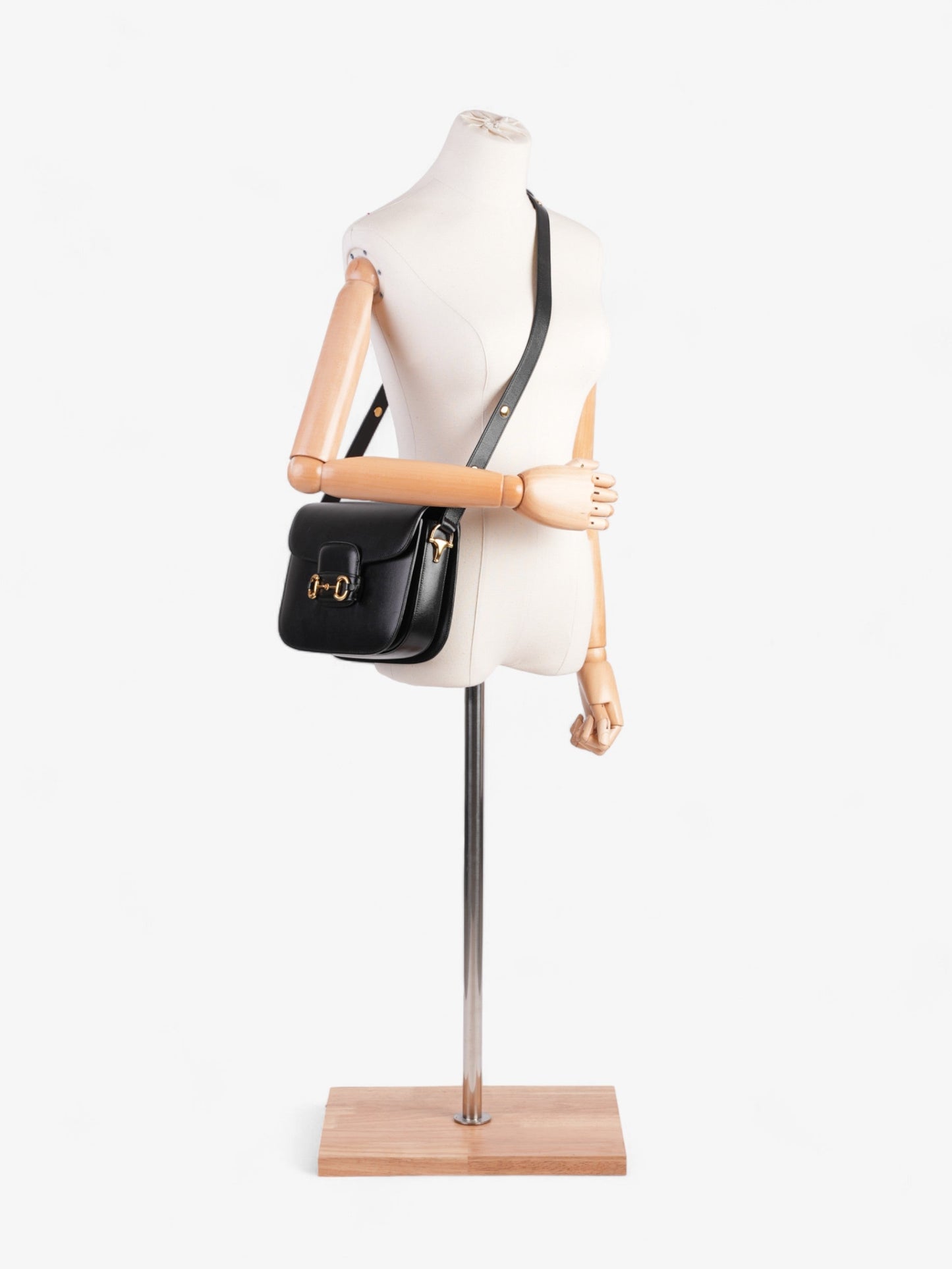 Gucci Horsebit Shoulder Bag Leather Black Black Leather