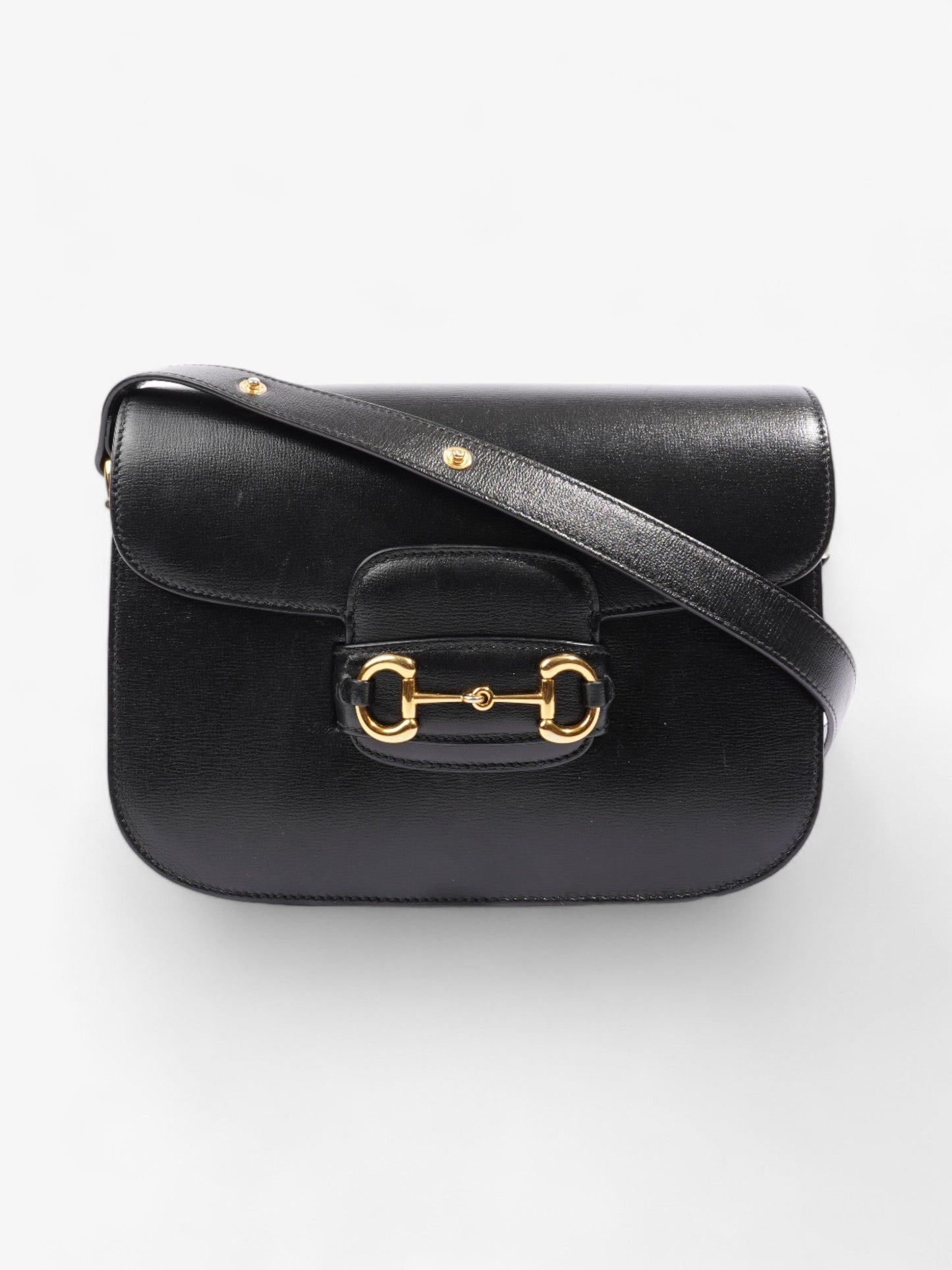 Gucci Horsebit Shoulder Bag Leather Black Black Leather