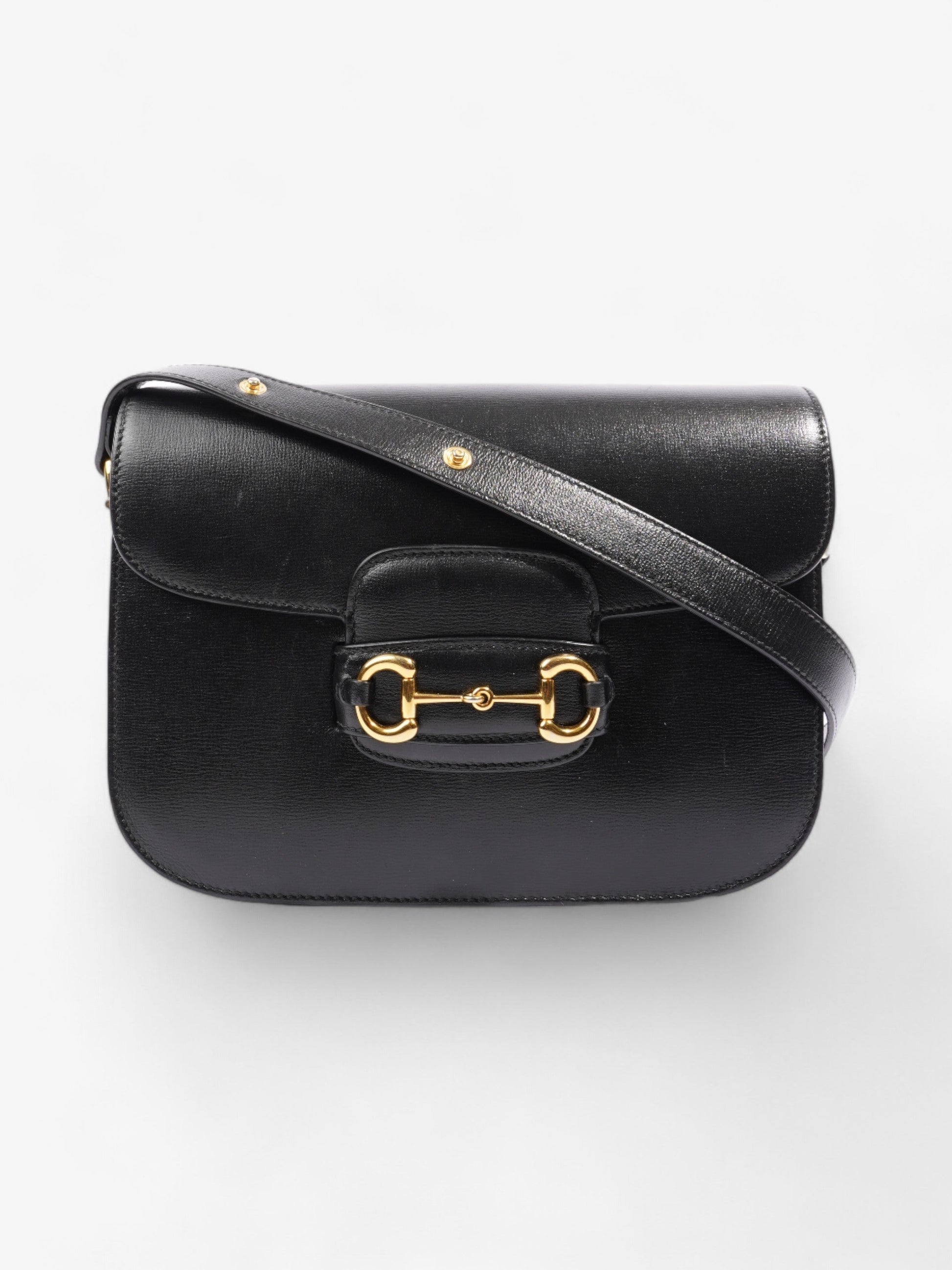 Gucci Horsebit Shoulder Bag Leather Black Black Leather