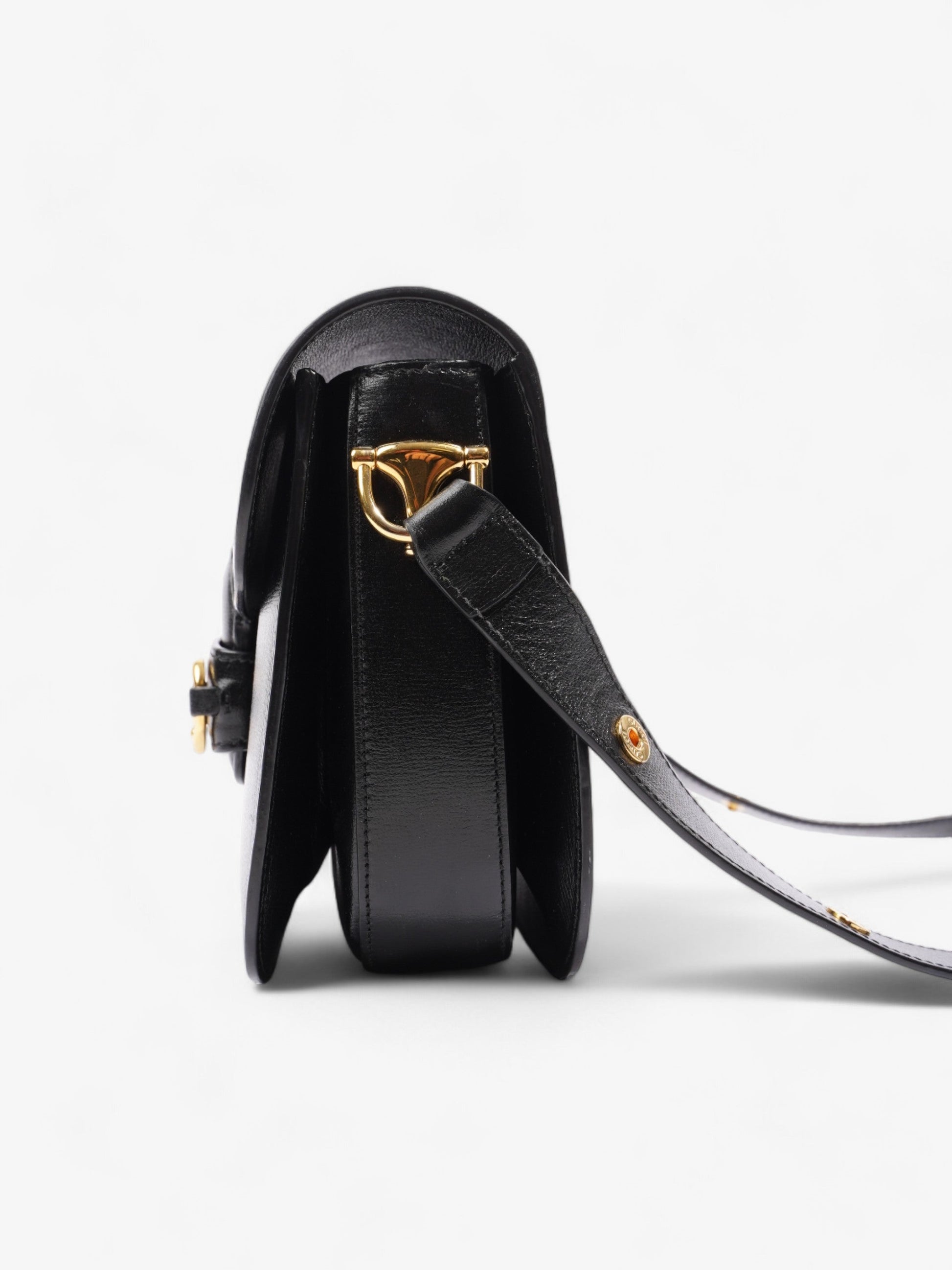 Gucci Horsebit Shoulder Bag Leather Black Black Leather