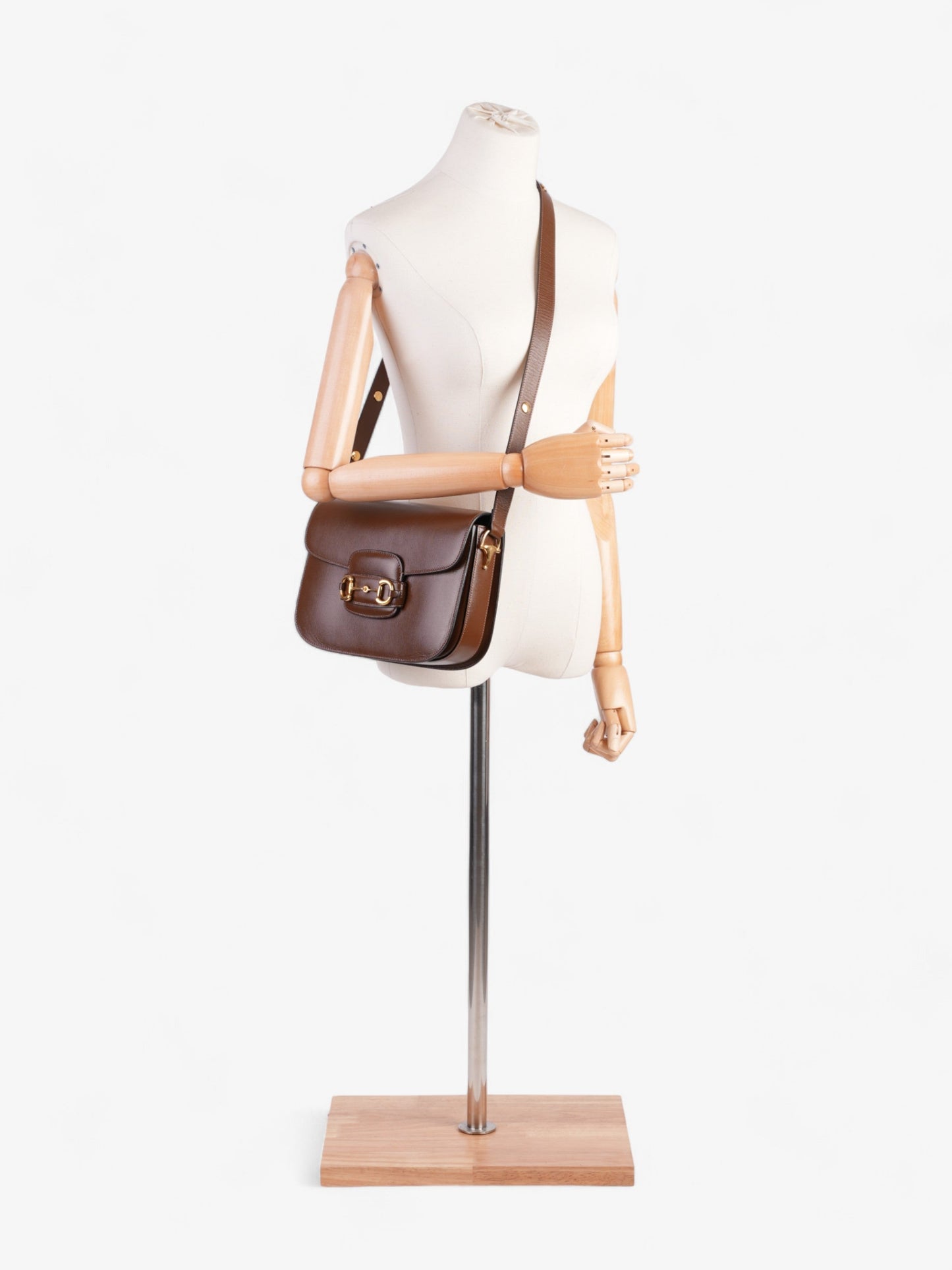 Gucci Horsebit Shoulder Bag Leather Brown Brown Leather