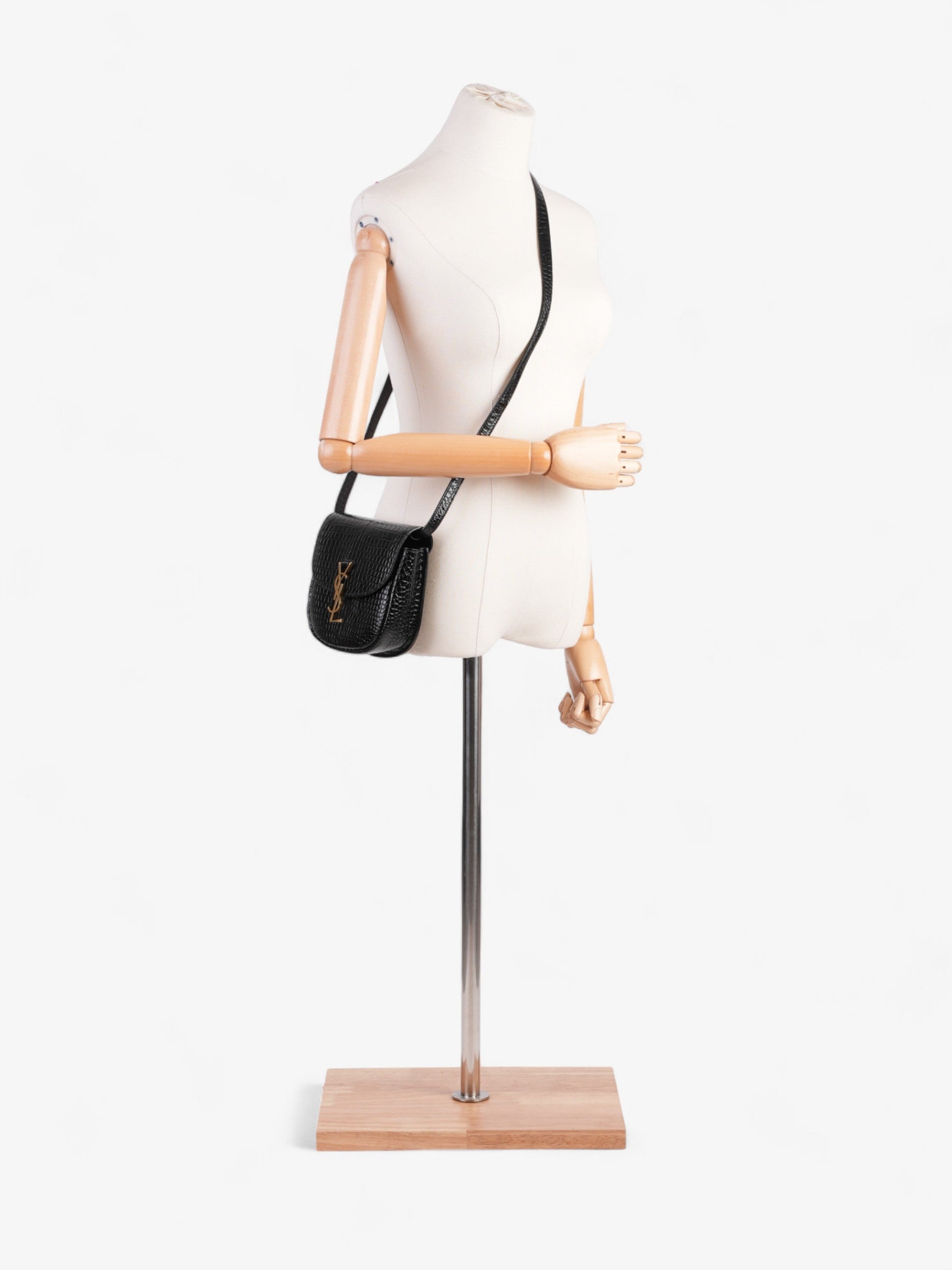 YSL Saint Laurent Kaia Shoulder Bag Leather Black Small