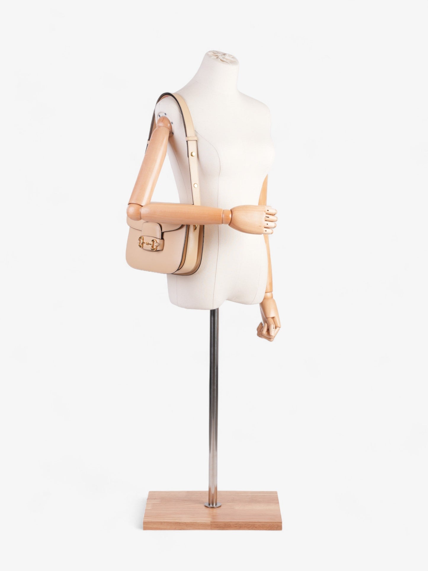 Gucci Horsebit Shoulder Bag Leather Beige