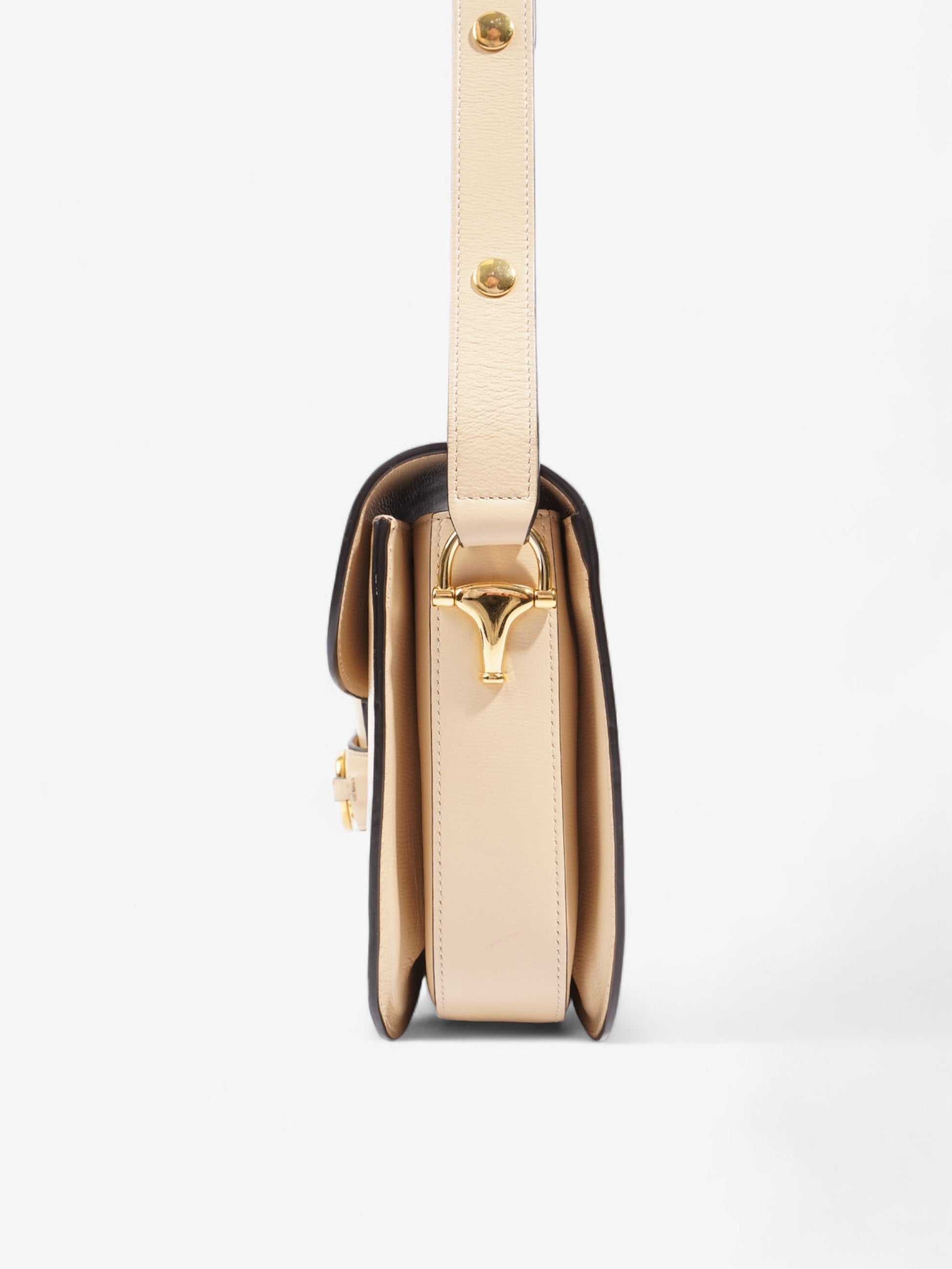 Gucci Horsebit Shoulder Bag Leather Beige