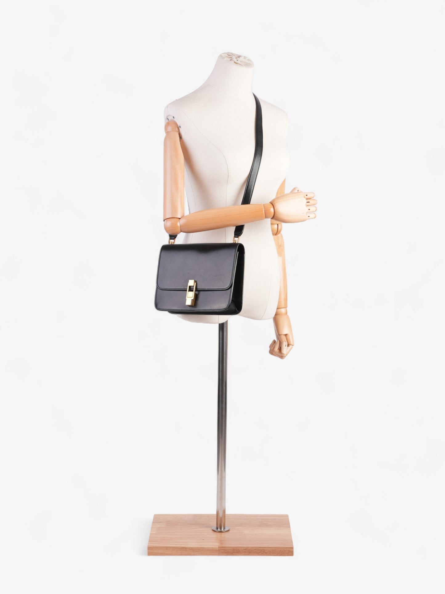 YSL Saint Laurent Le Carr Shoulder Bag Leather Black Medium