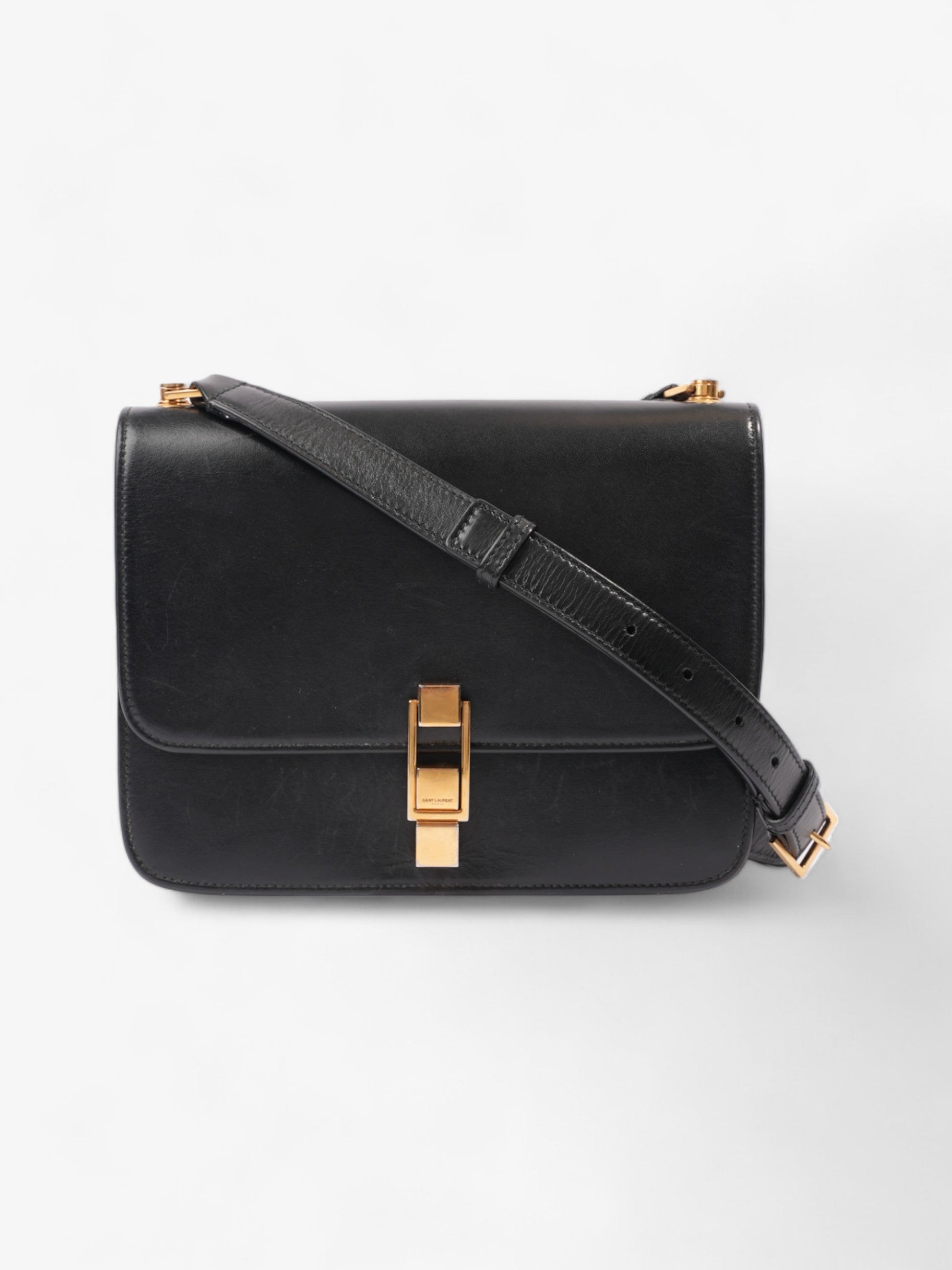 YSL Saint Laurent Le Carr Shoulder Bag Leather Black Medium