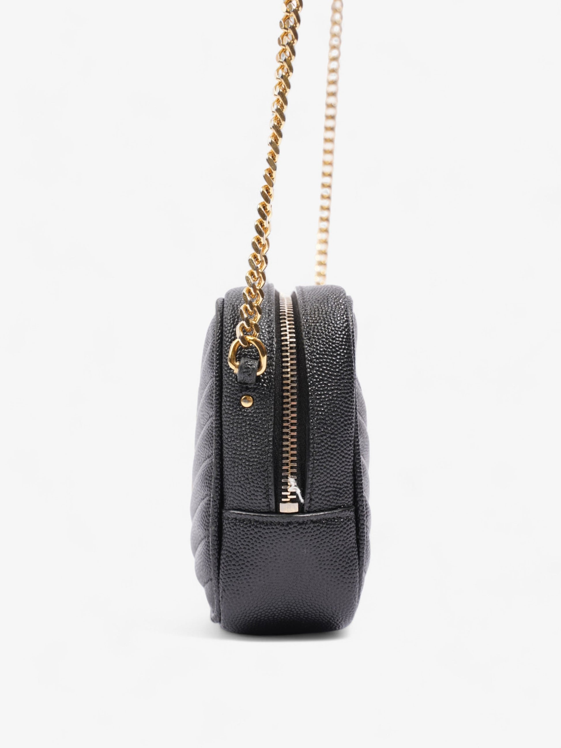 YSL Saint Laurent Lou Crossbody Grained Leather Black Mini Crossbody Bag