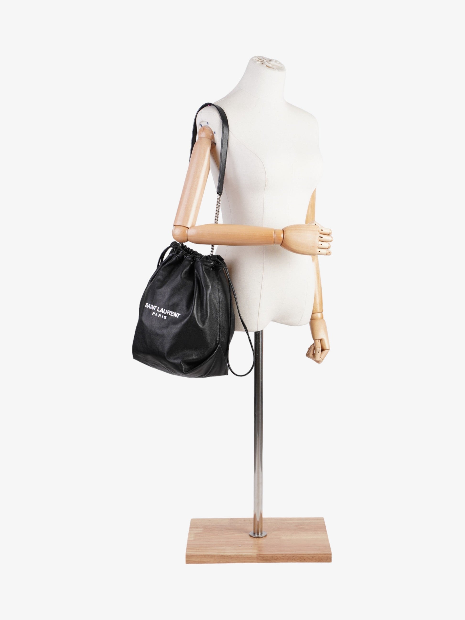 YSL Saint Laurent Sac Pouch Shoulder Bag Leather Black