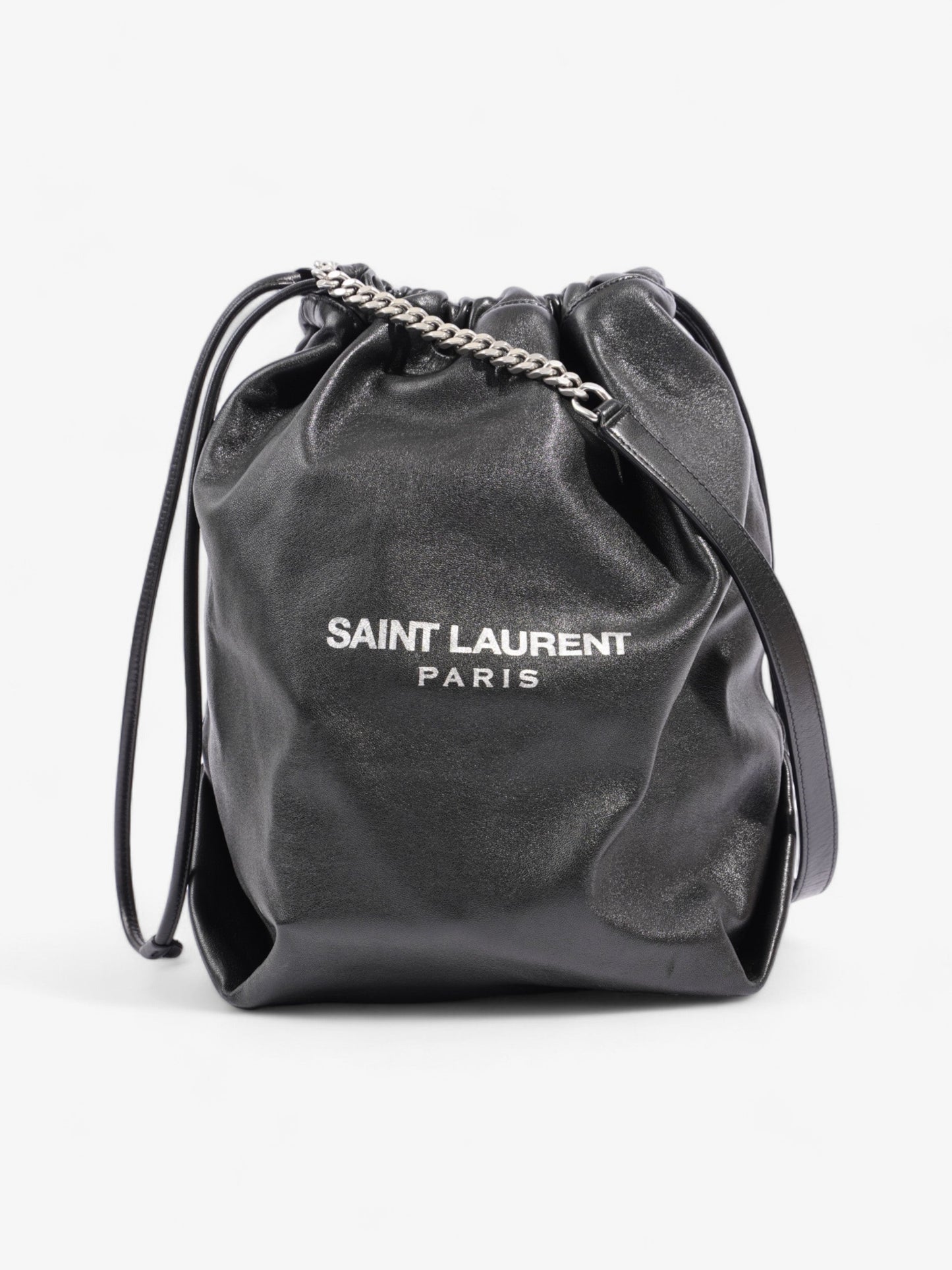 YSL Saint Laurent Sac Pouch Shoulder Bag Leather Black