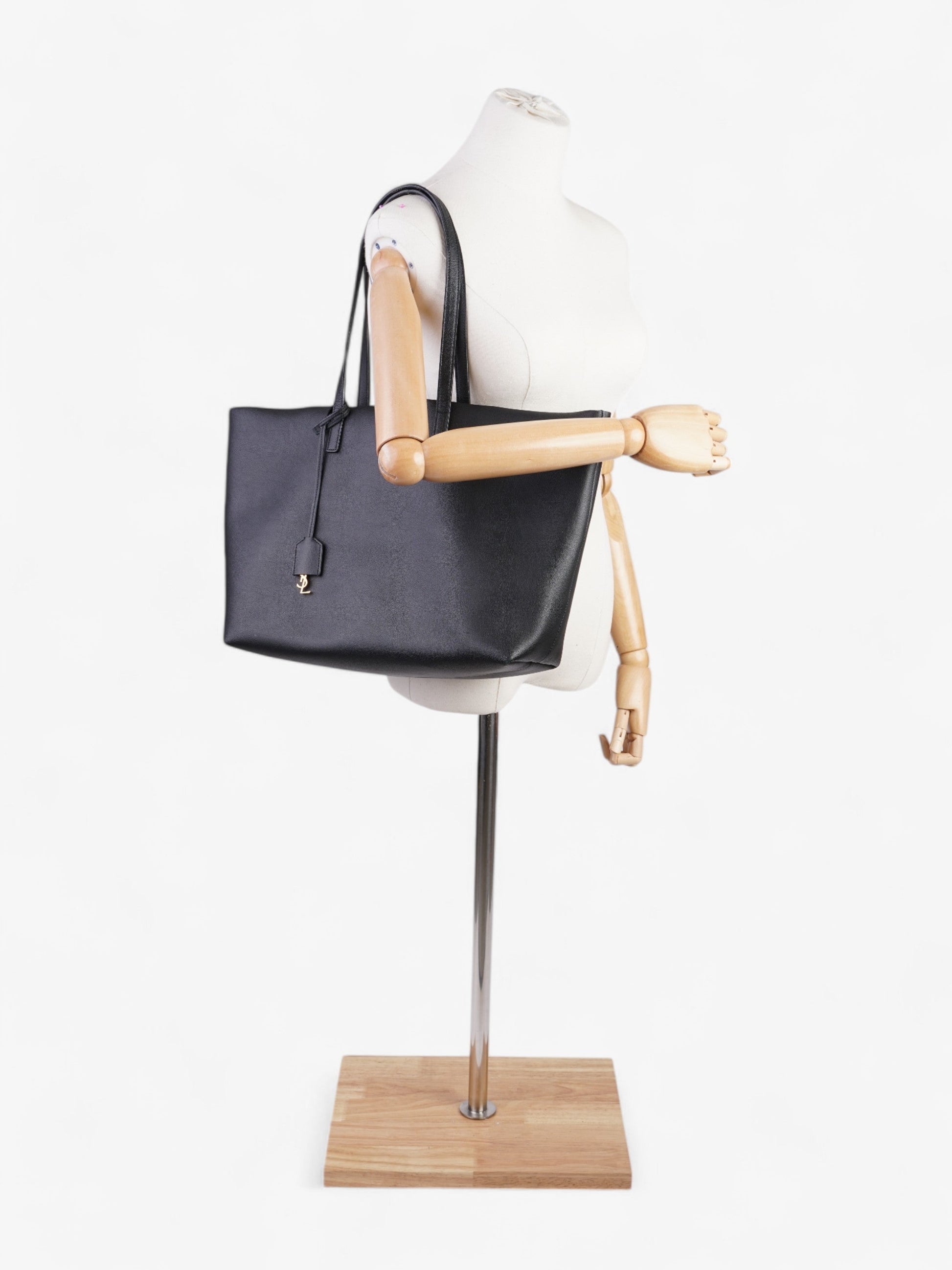 YSL Saint Laurent Shopper Tote Leather Black Tote Bag