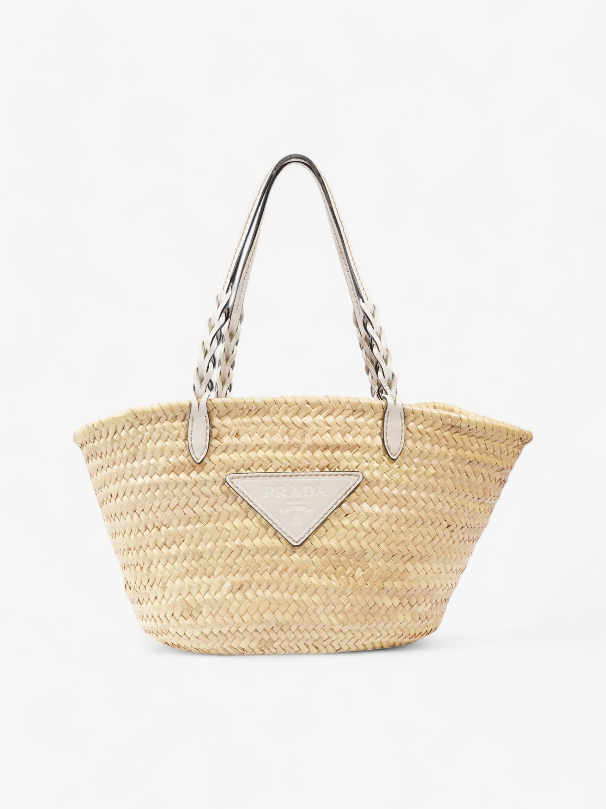 Prada Prada Basket Bag Beige White Wicker Tote Bag