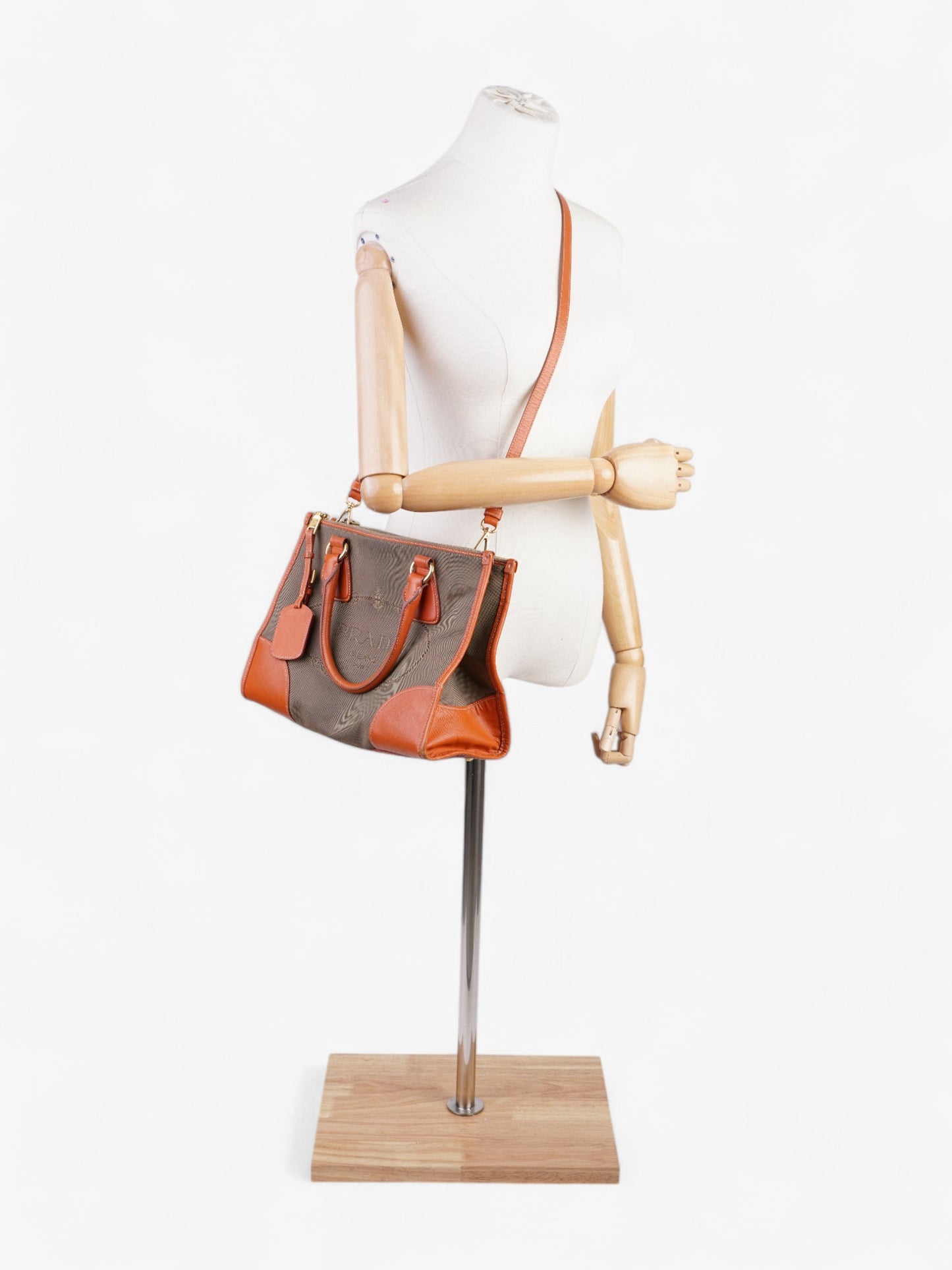 Prada Tote Canvas Brown Beige Tote Bag