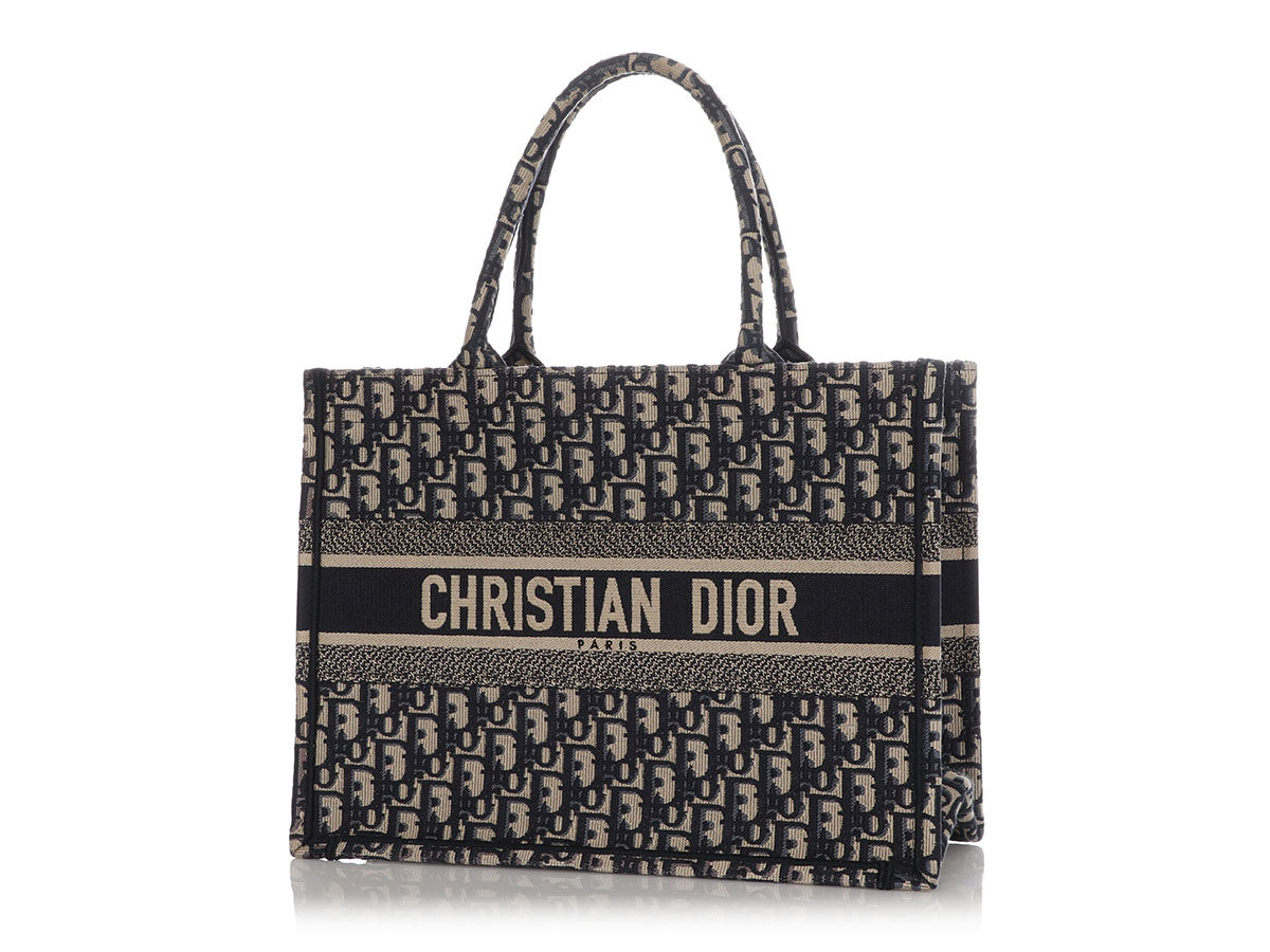 Dior Oblique Book Tote Blue Small Tote Bag