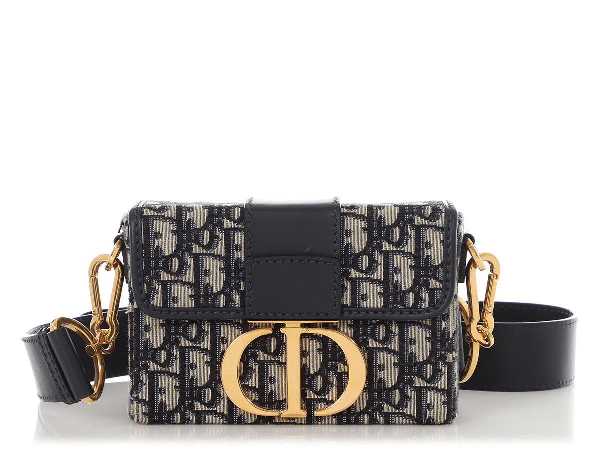 Dior Oblique Jacquard Montaigne Box Bag Blue Crossbody Bag