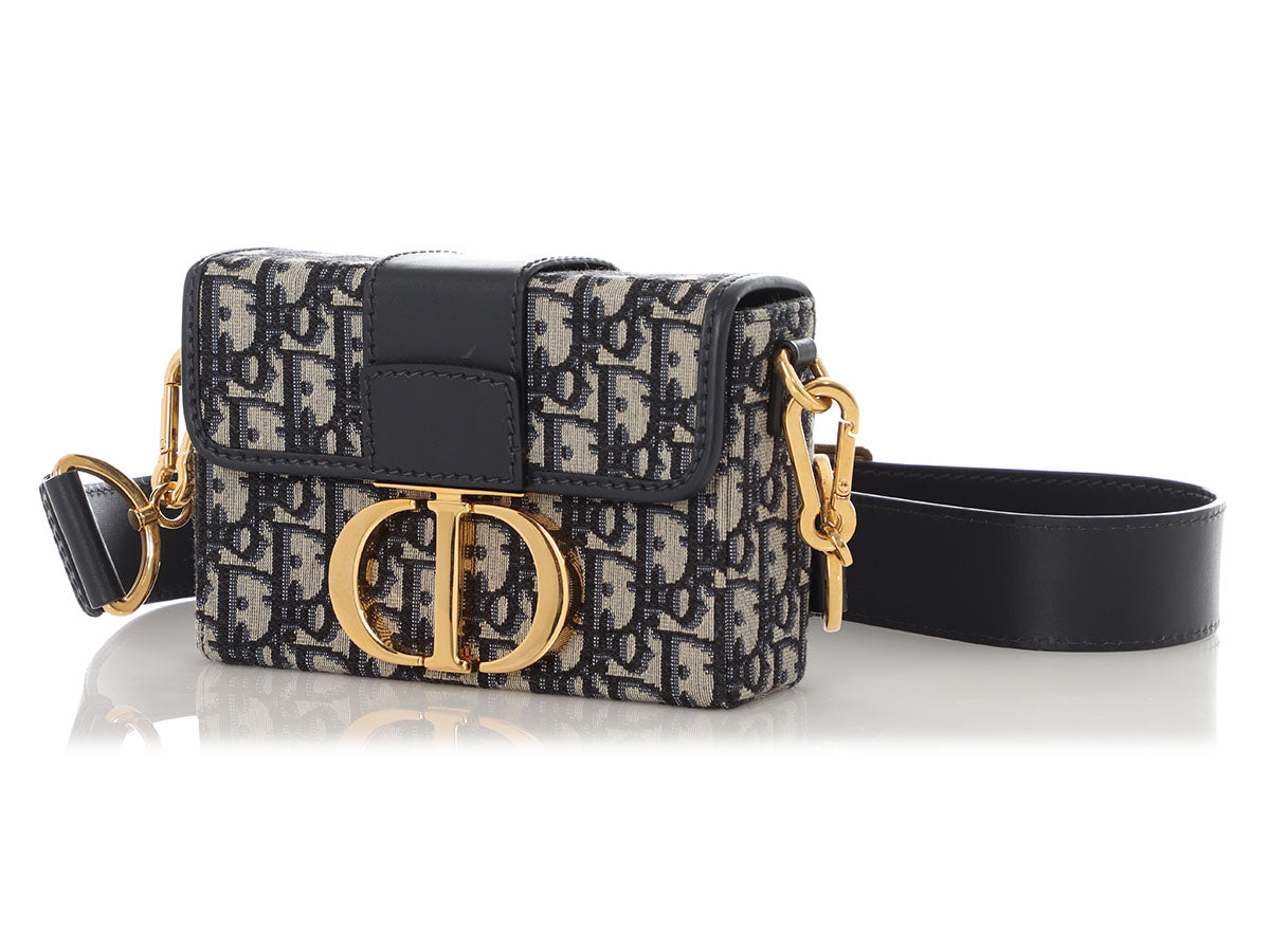 Dior Oblique Jacquard Montaigne Box Bag Blue Crossbody Bag