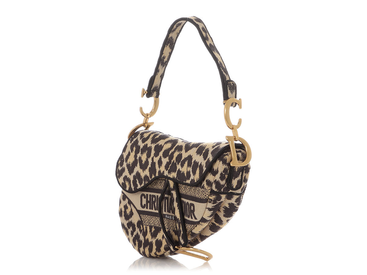 Dior Leopard Mizza Saddle Bag Embroidered Shoulder Bag