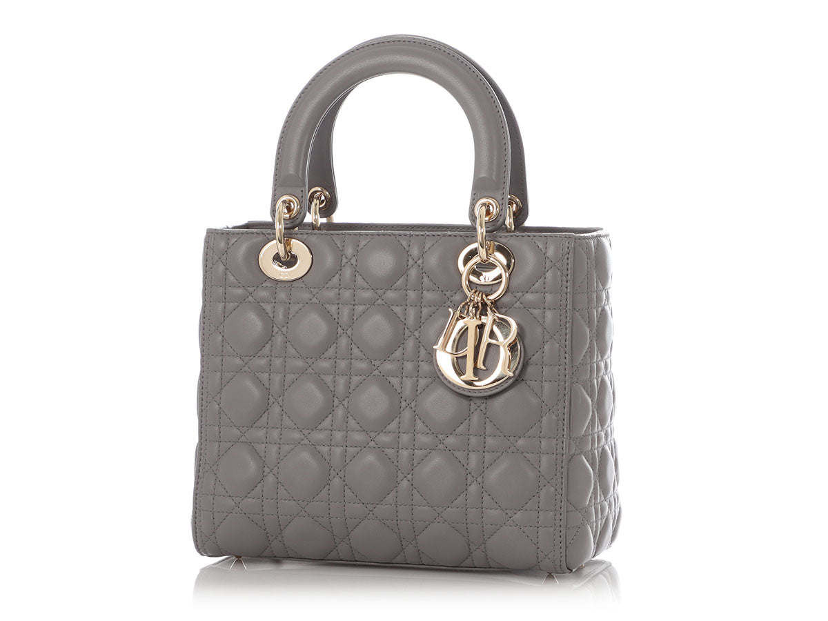 Dior Iron Lady Tote Bag Lambskin Gray Medium