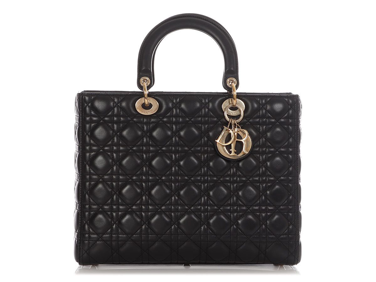 Dior Lady Tote Bag Lambskin Black Large
