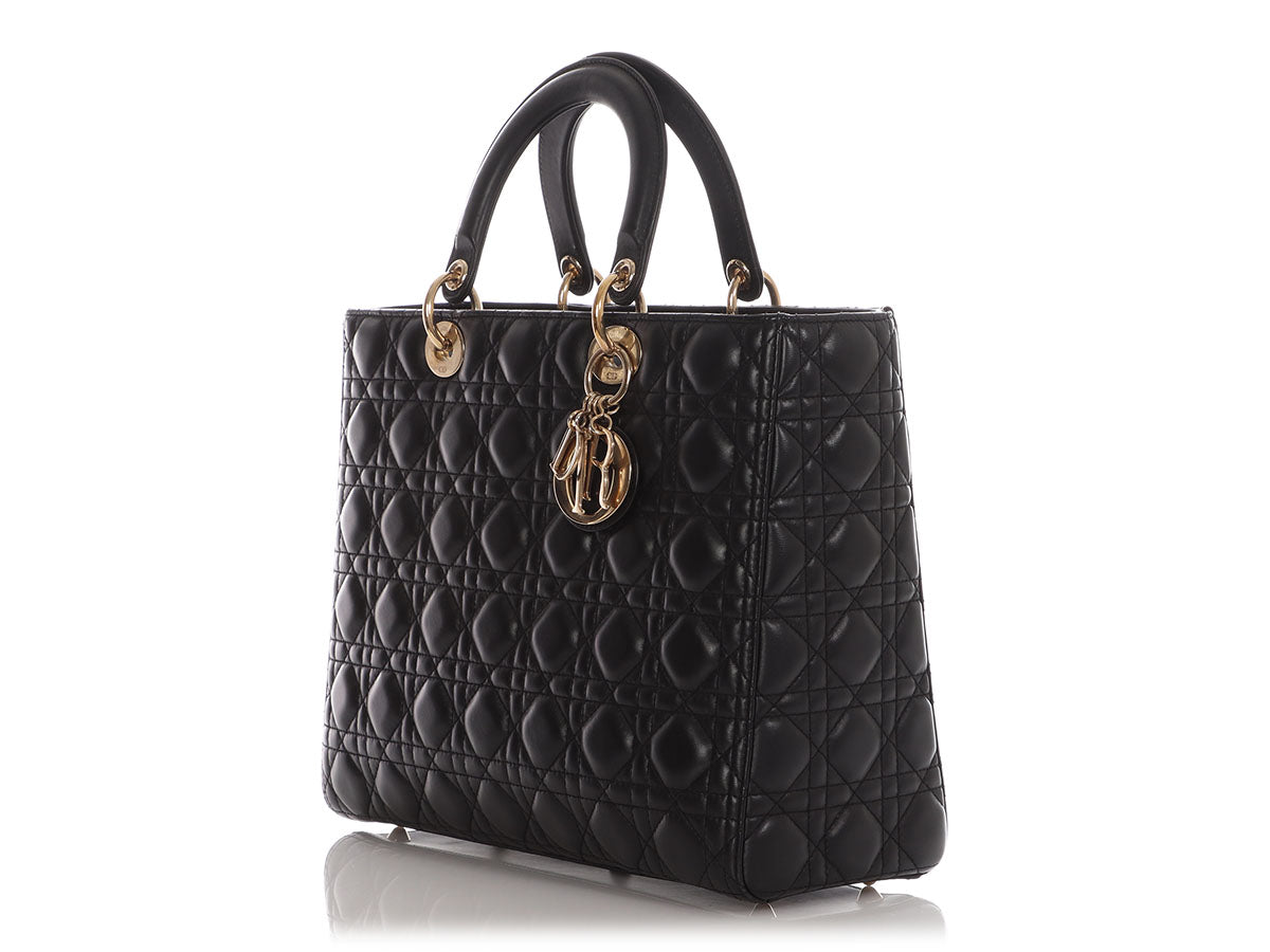 Dior Lady Tote Bag Lambskin Black Large
