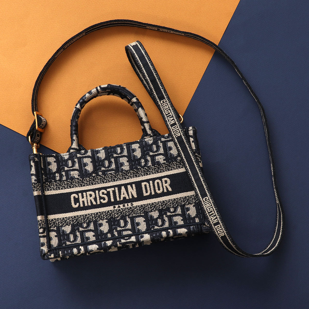 Dior Oblique Book Tote Blue Mini Tote Bag