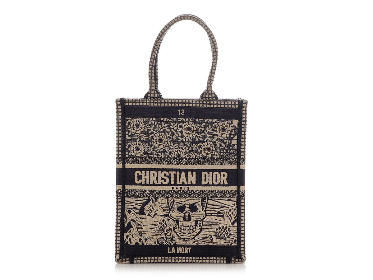 Dior La Mort Tarot Vertical Book Tote Blue Embroidered Tote Bag