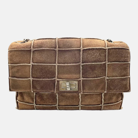 Chanel 2.55 Flap Chocolate Bar Suede Brown Shoulder Bag