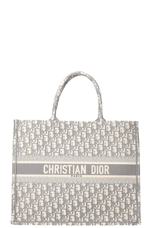 Dior Tote Bag Book Tote Oblique Grey Gray Large