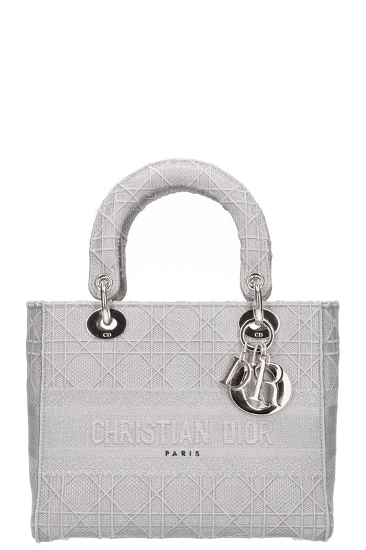 Dior D-Lite Bag Grey Gray Medium Handbag Medium Bag Grey