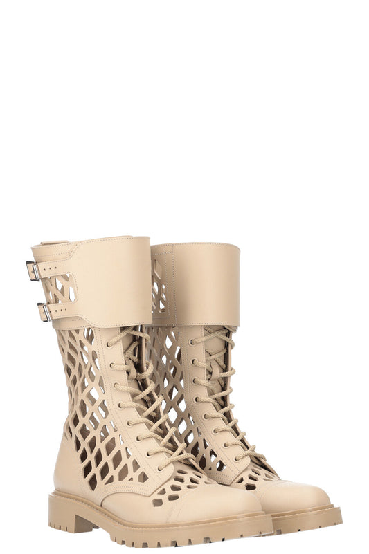 Dior D-Trap Combat Boots Beige Shoes