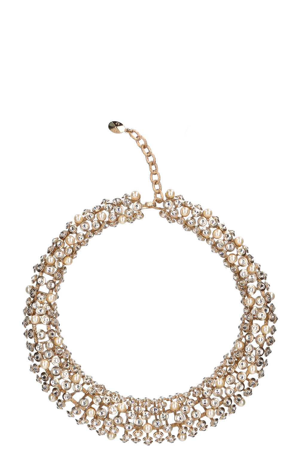 Dior Crystal Necklace Champagne Gold Jewelry